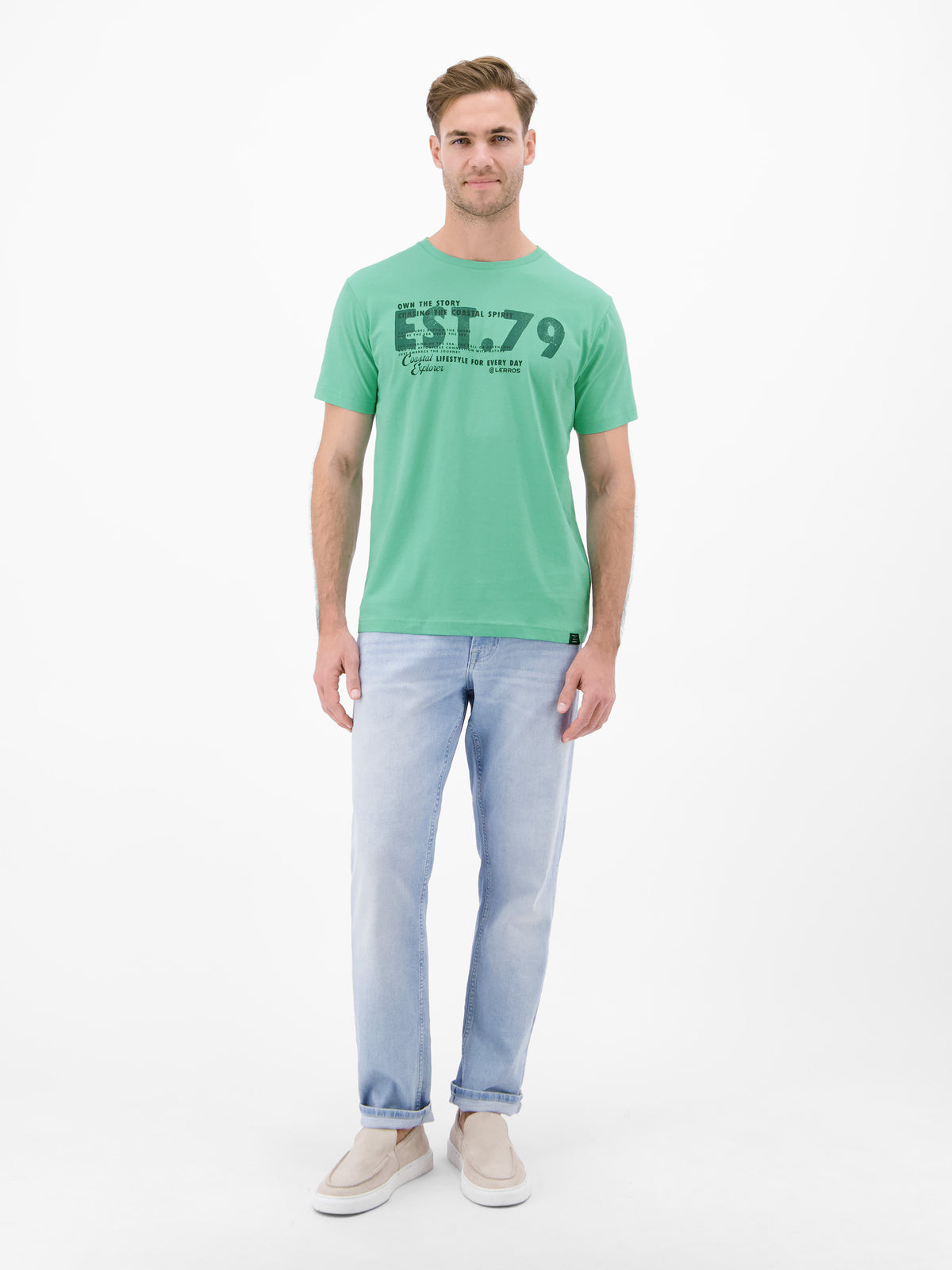 T-Shirt aus Baumwolle mit Brustprint - T-Shirt Rundhals