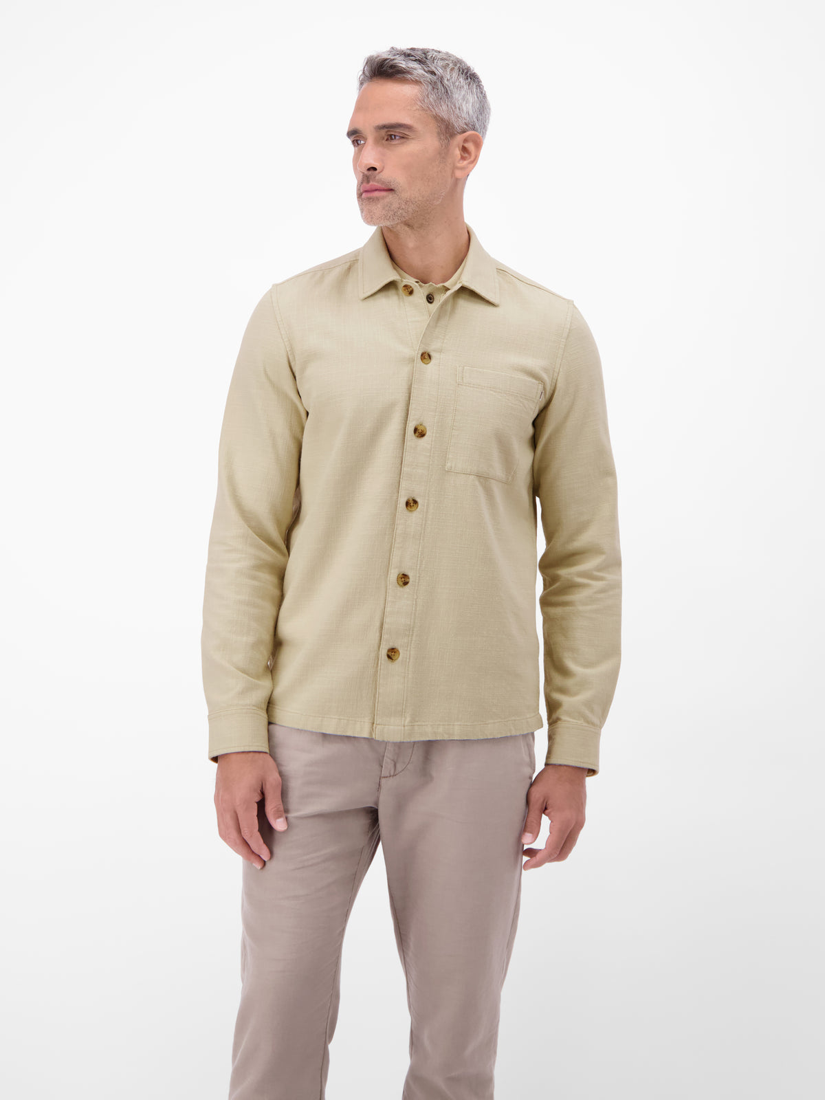 Overshirt aus 100 % Baumwolle, unifarben - Langarmhemd