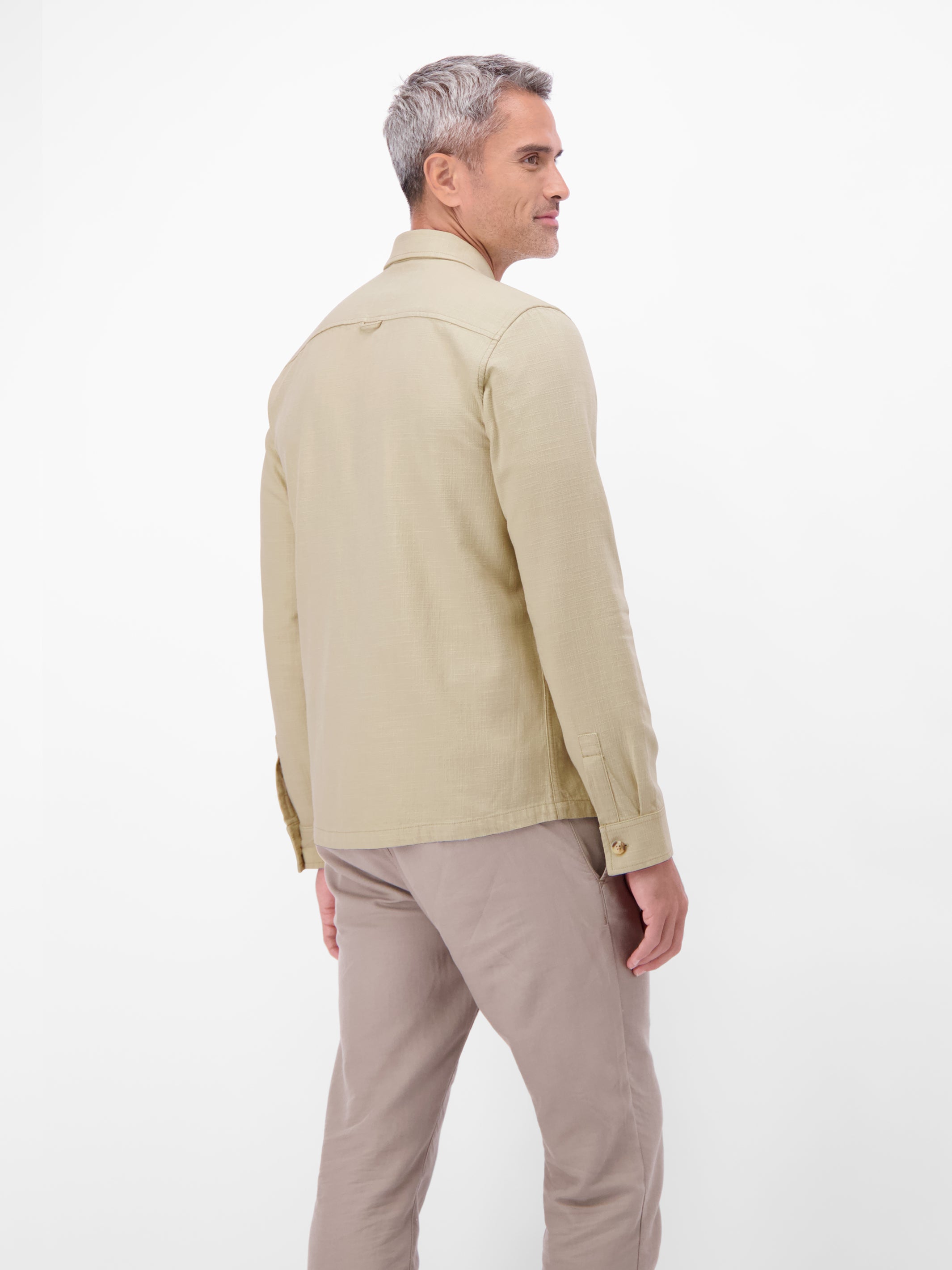 Overshirt aus 100 % Baumwolle, unifarben - Langarmhemd