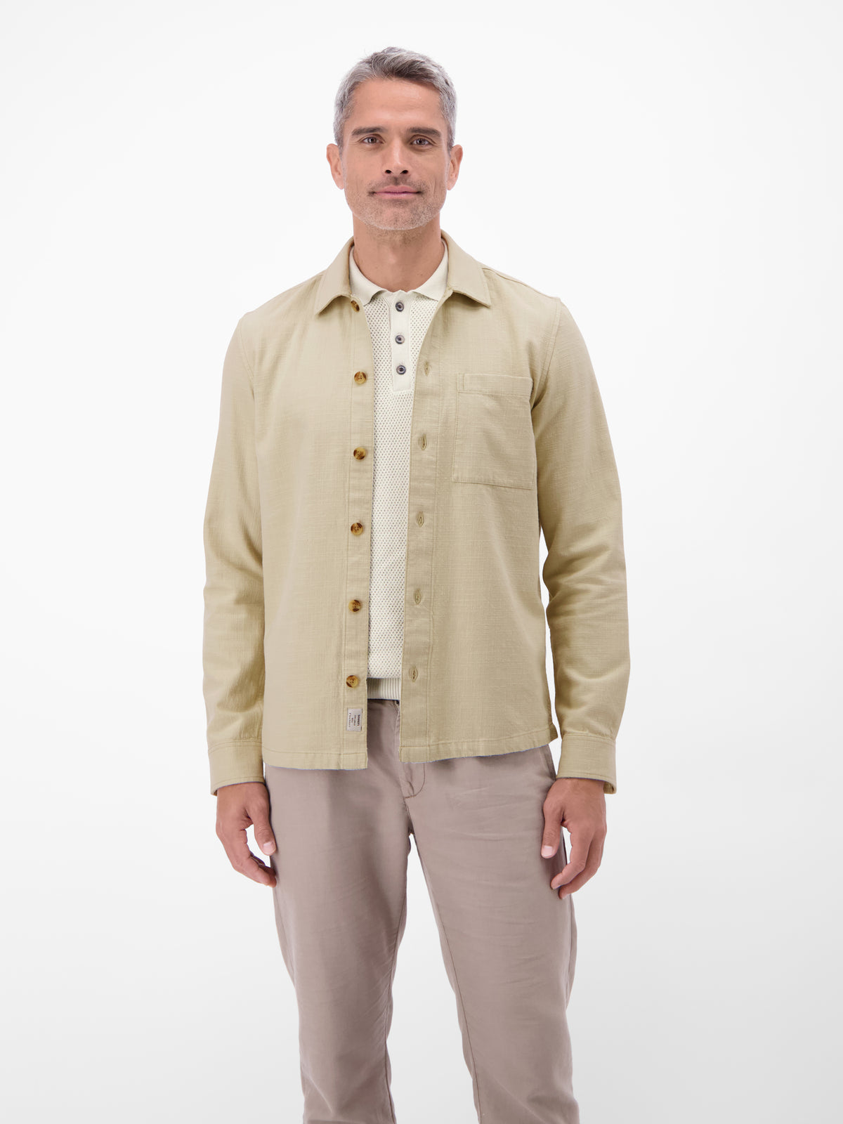 Overshirt aus 100 % Baumwolle, unifarben - Langarmhemd