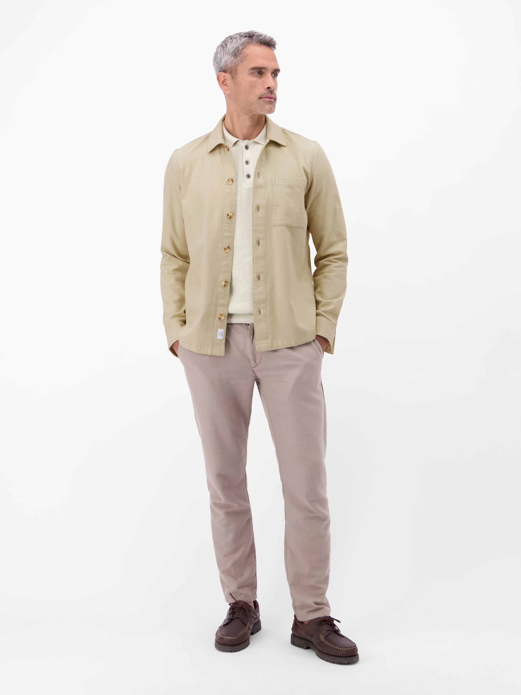 Overshirt aus 100 % Baumwolle, unifarben - Langarmhemd