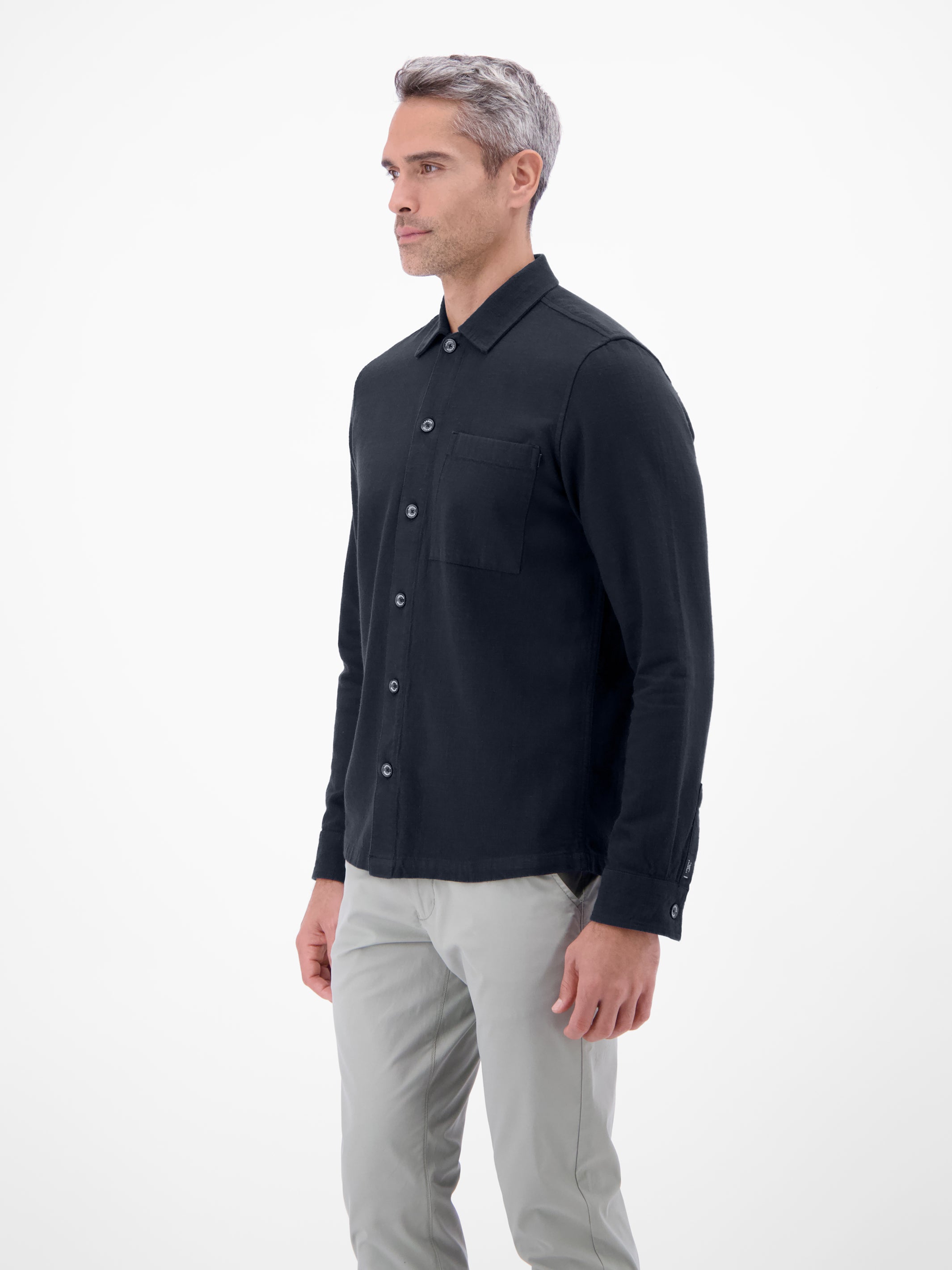 Overshirt aus 100 % Baumwolle, unifarben - Langarmhemd