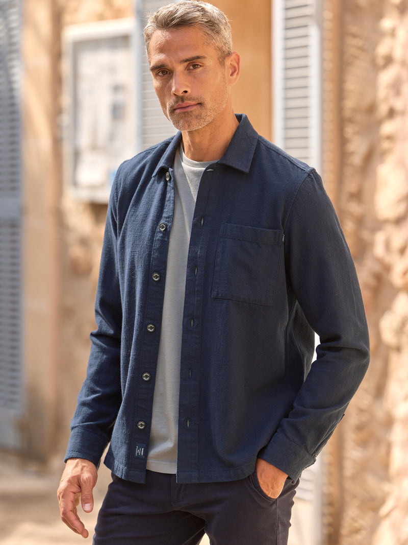 Overshirt aus 100 % Baumwolle, unifarben - Langarmhemd