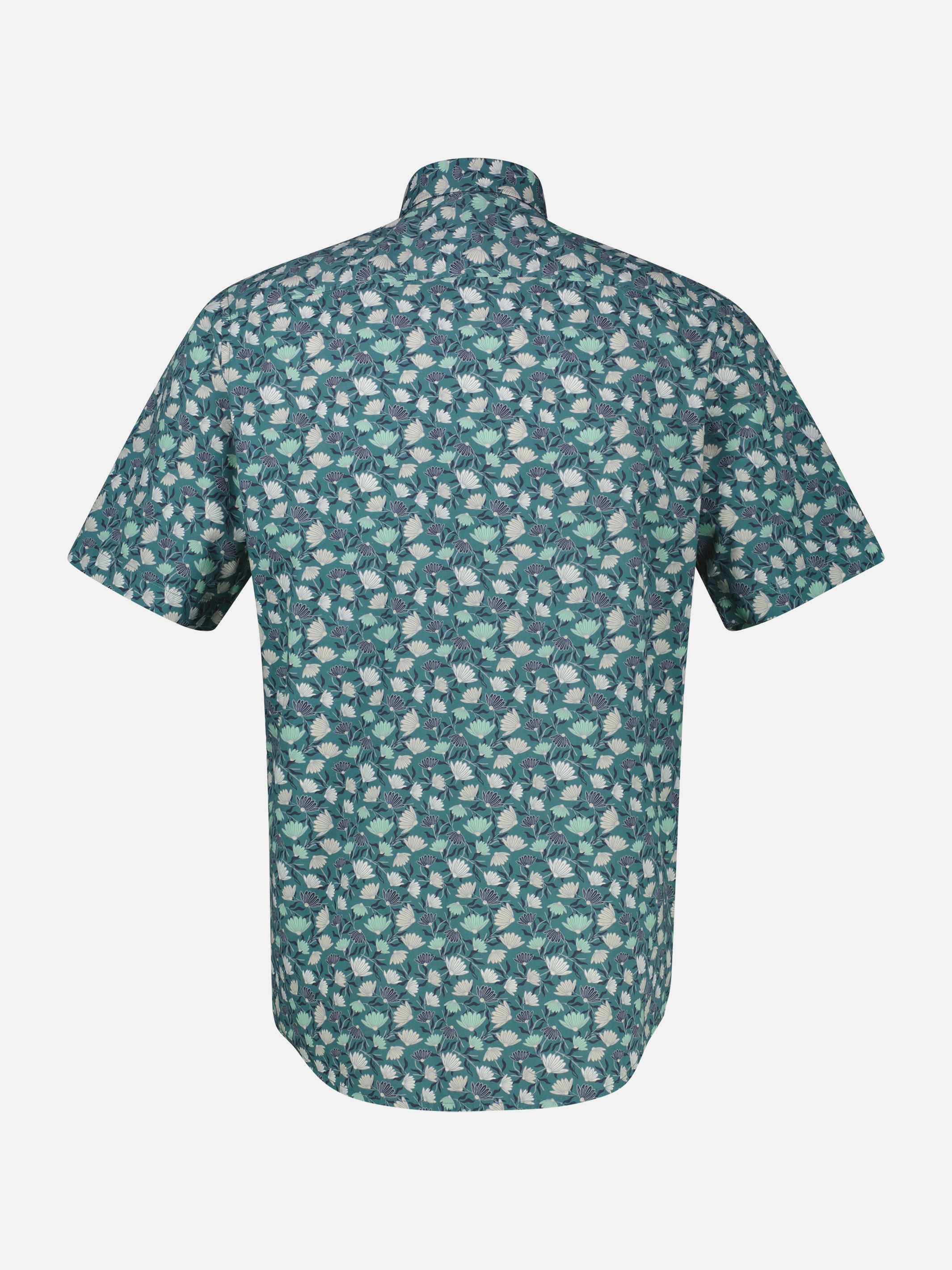 Floral bedrucktes Halbarmhemd, 100 % Baumwolle - Kurzarmhemd