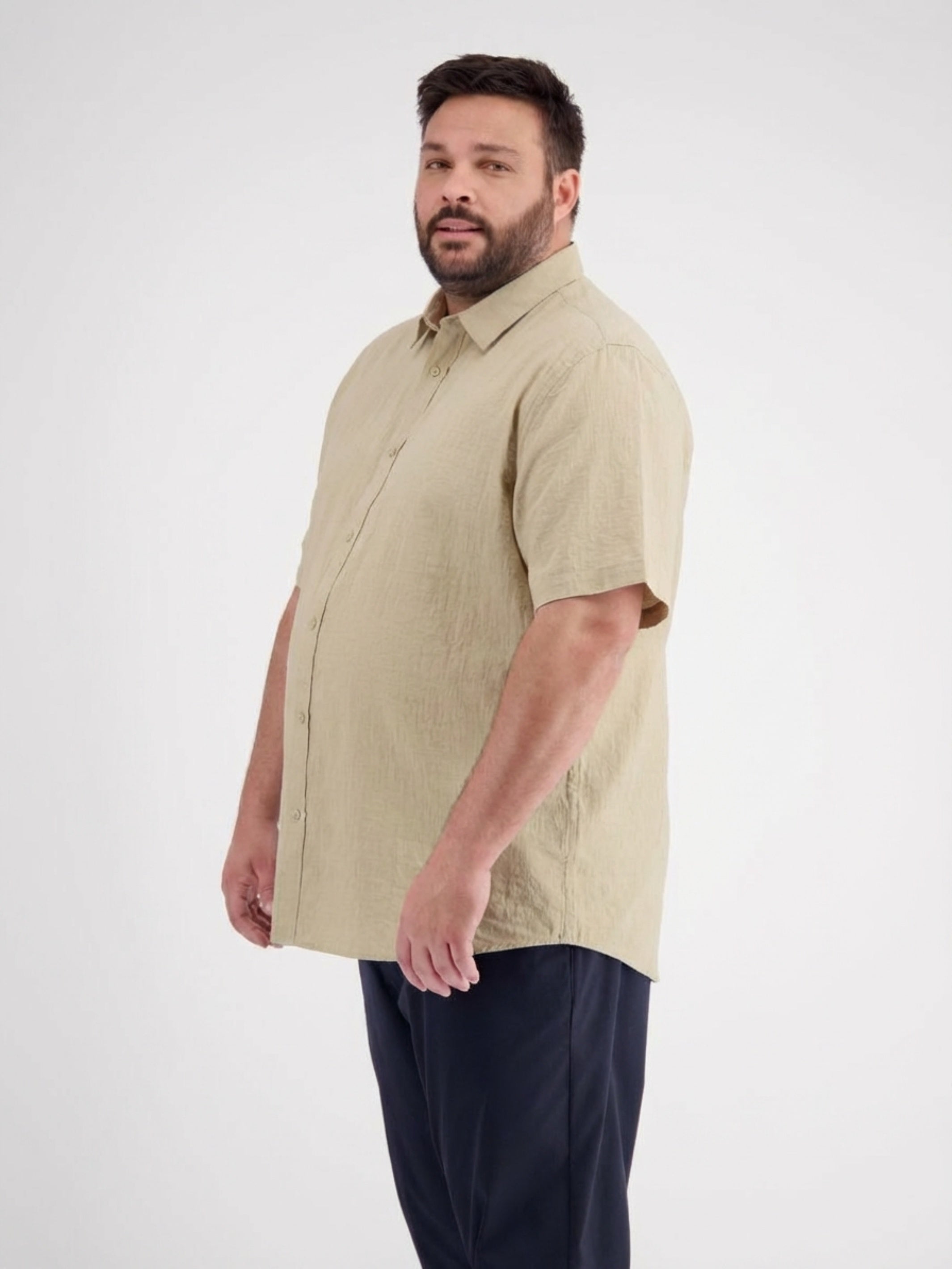 Kurzarmhemd mit Knitterlook, grosse Größen - Kurzarmhemd