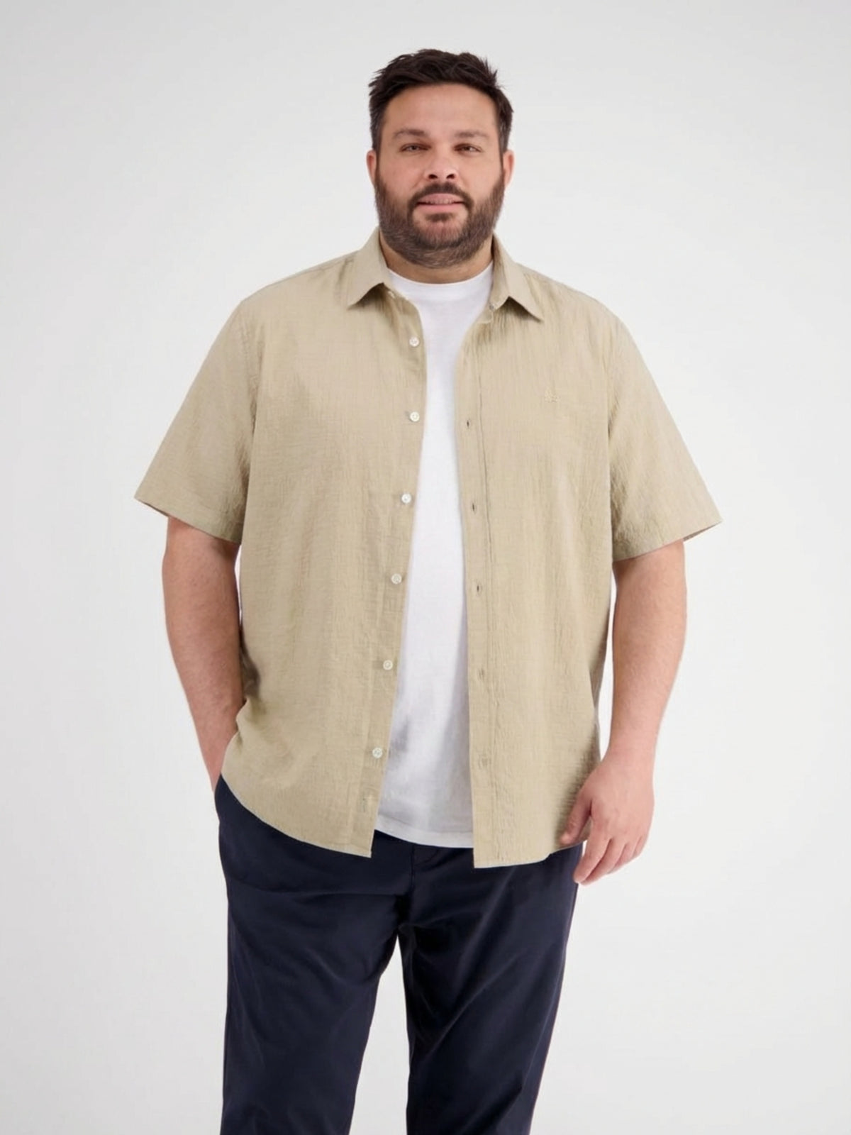 Kurzarmhemd mit Knitterlook, grosse Größen - Kurzarmhemd
