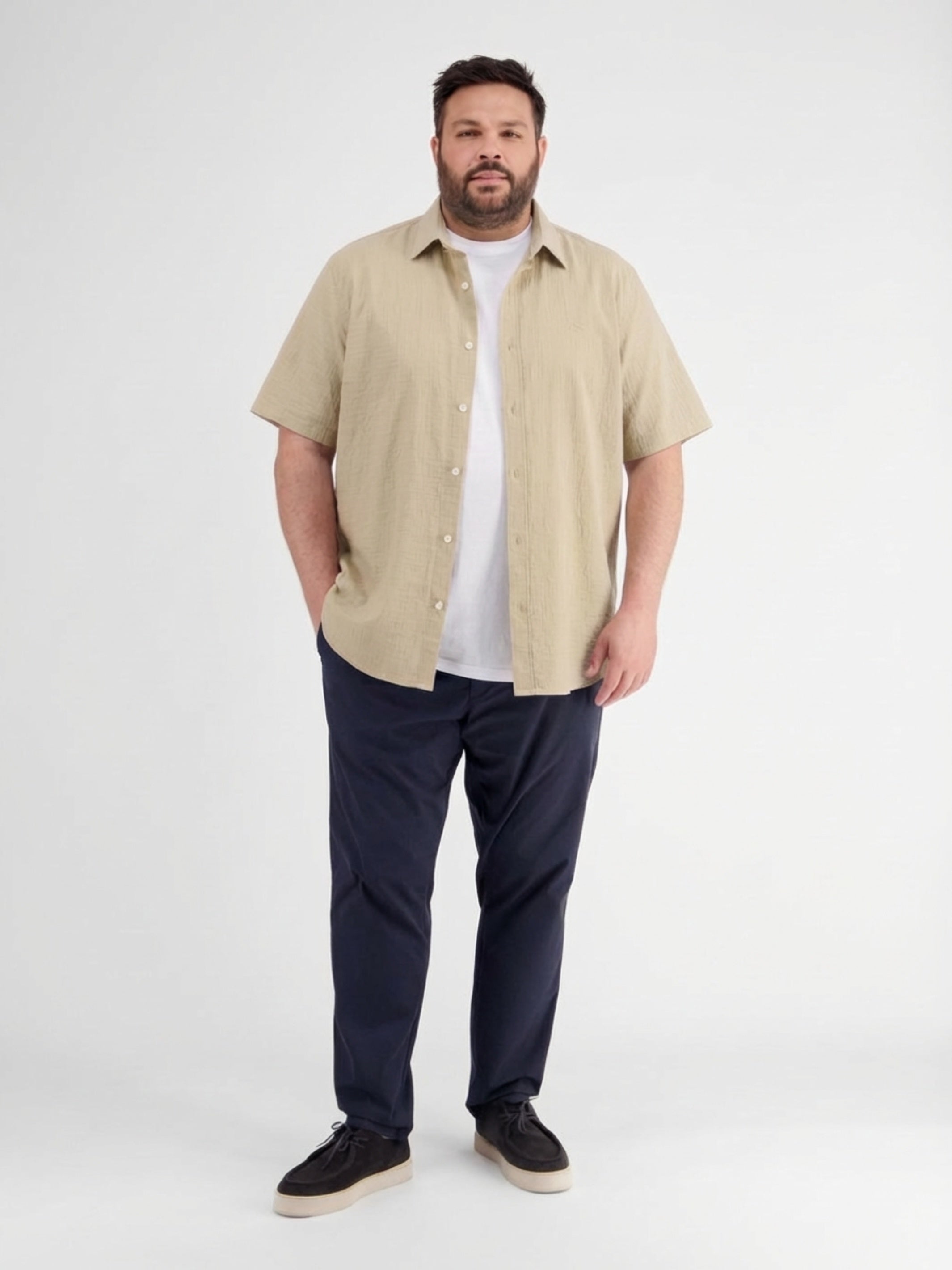 Kurzarmhemd mit Knitterlook, grosse Größen - Kurzarmhemd