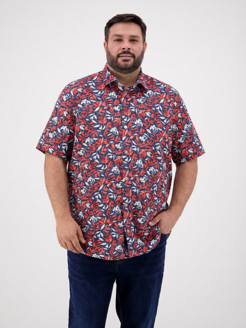 Kurzarmhemd floral bedruckt, grosse Größen - Kurzarmhemd