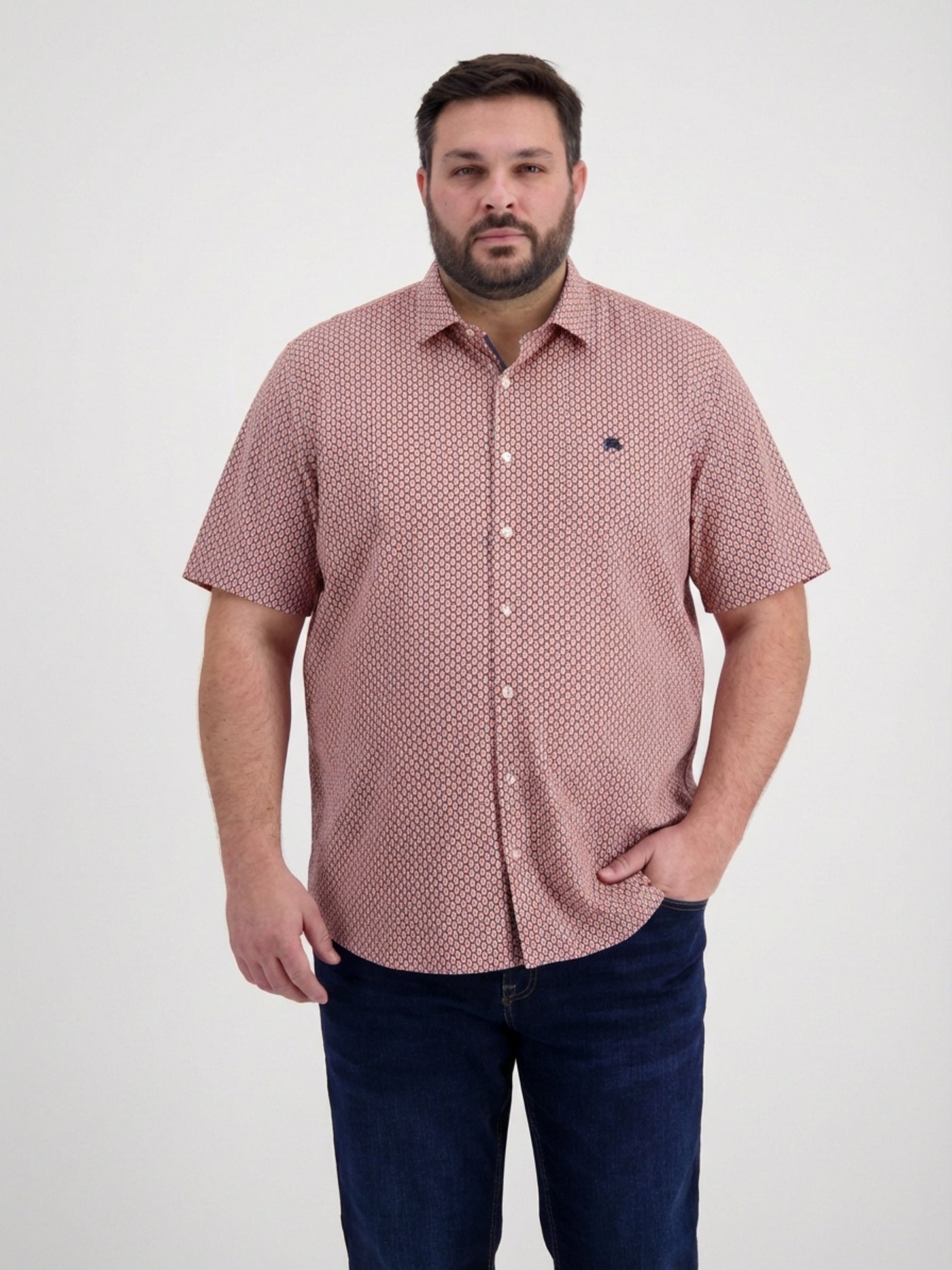 Halbarm-Hemd mit Minimalprint, grosse Größen - Kurzarmhemd