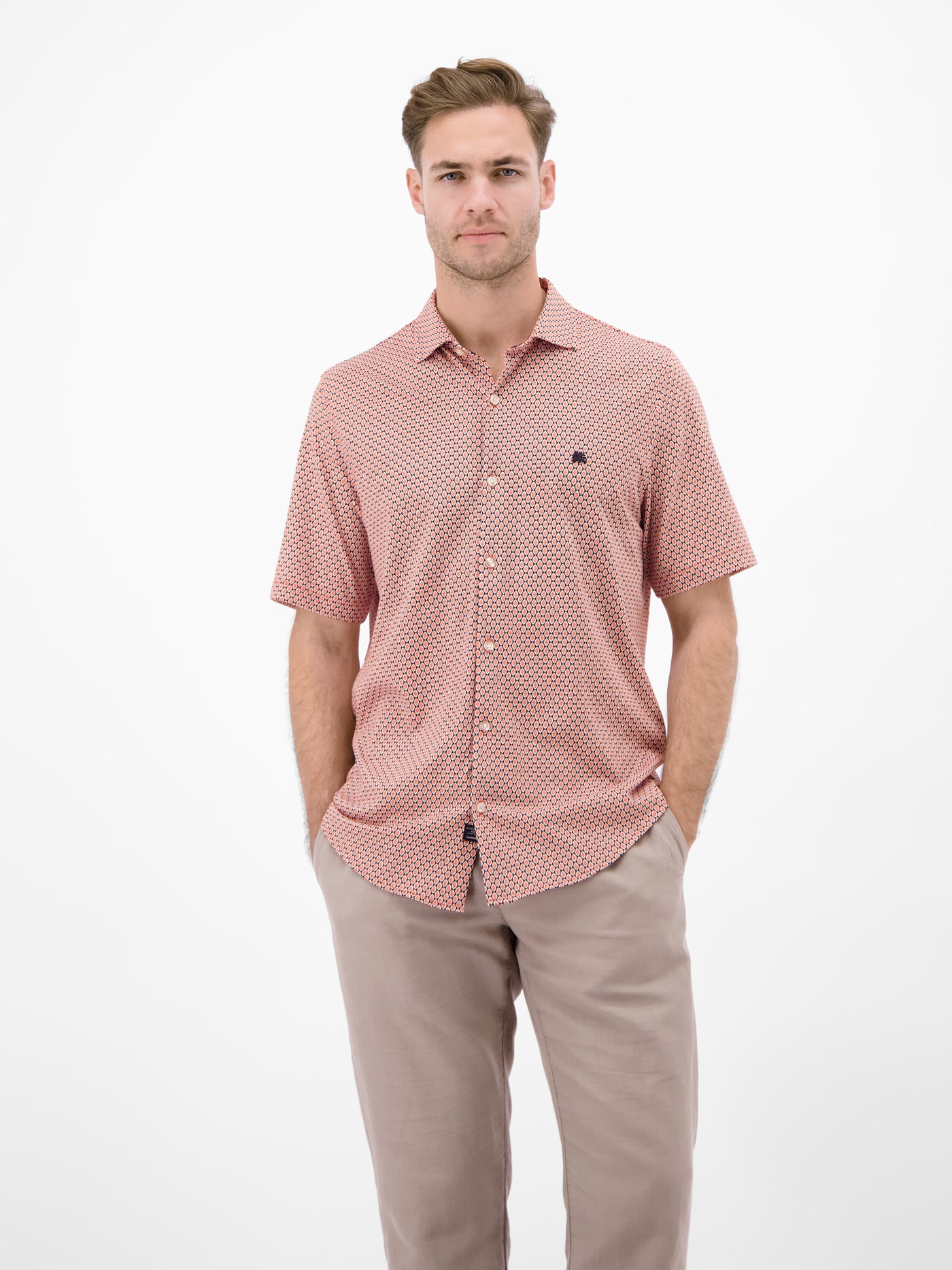 Kurzarmhemd mit Minimalprint, 100 % Baumwolle - Kurzarmhemd