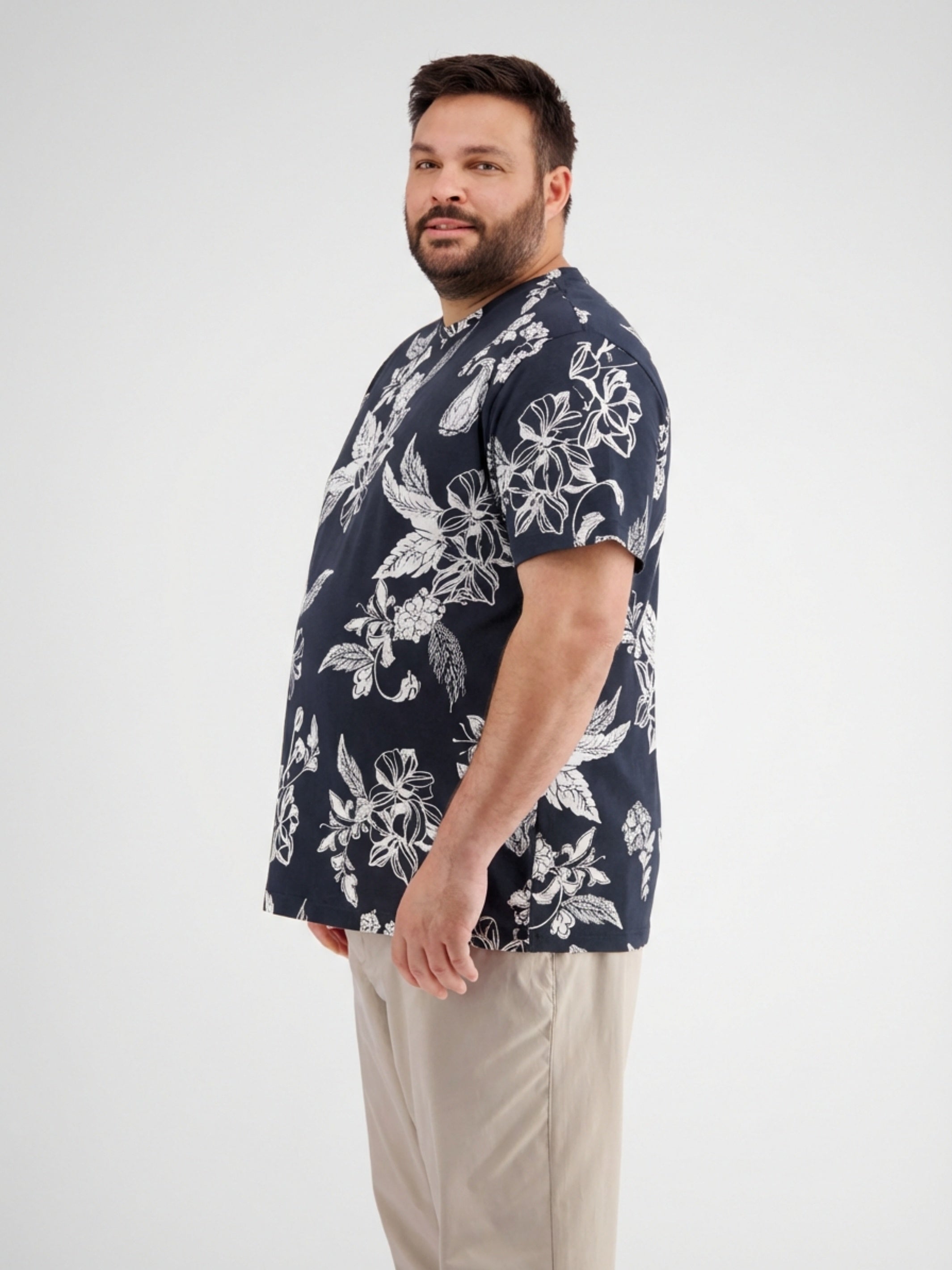 T-Shirt mit O-Neck, All-over-Print in grossen Größen - T-Shirt Rundhals