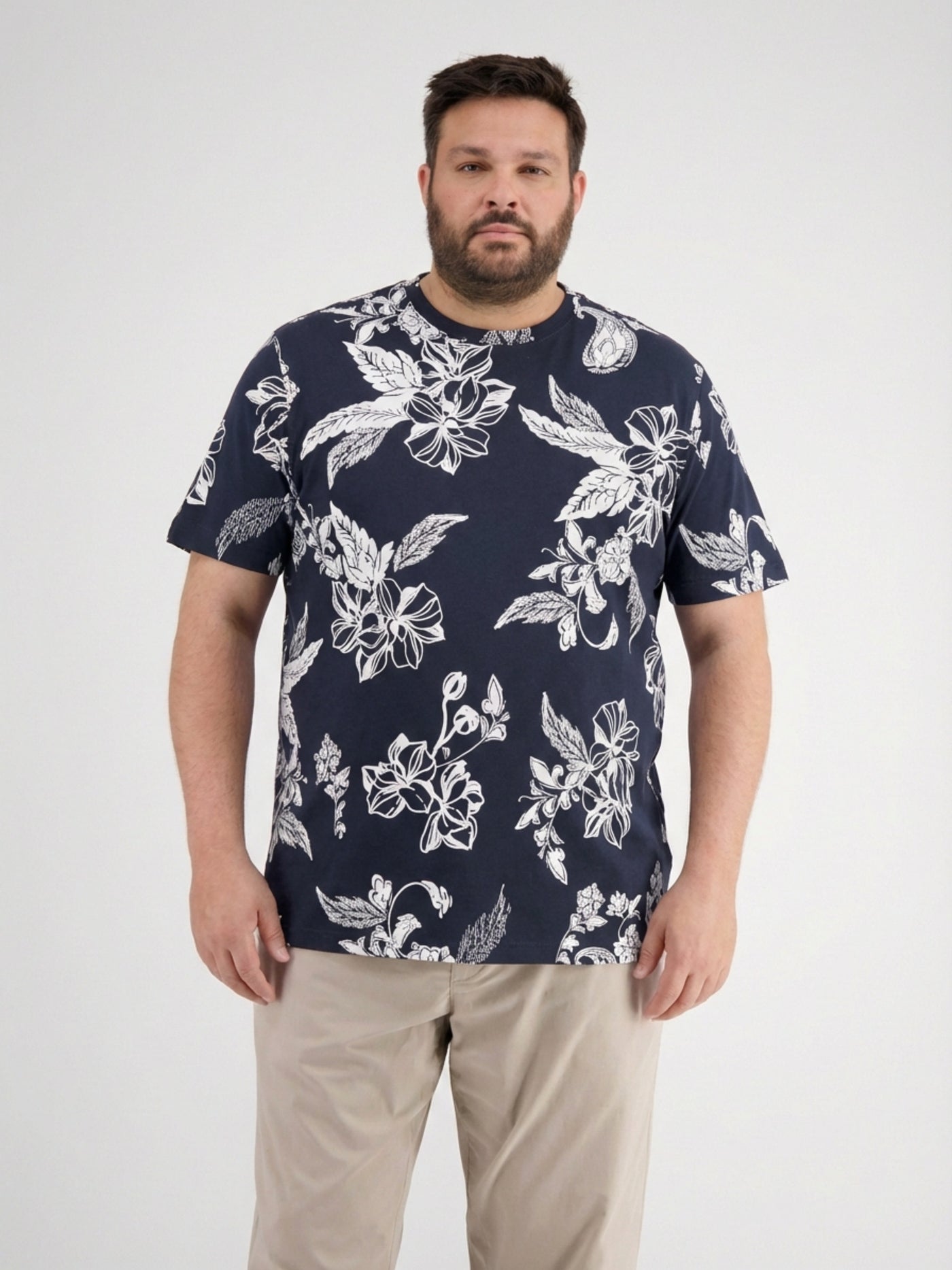 T-Shirt mit O-Neck, All-over-Print in grossen Größen - T-Shirt Rundhals