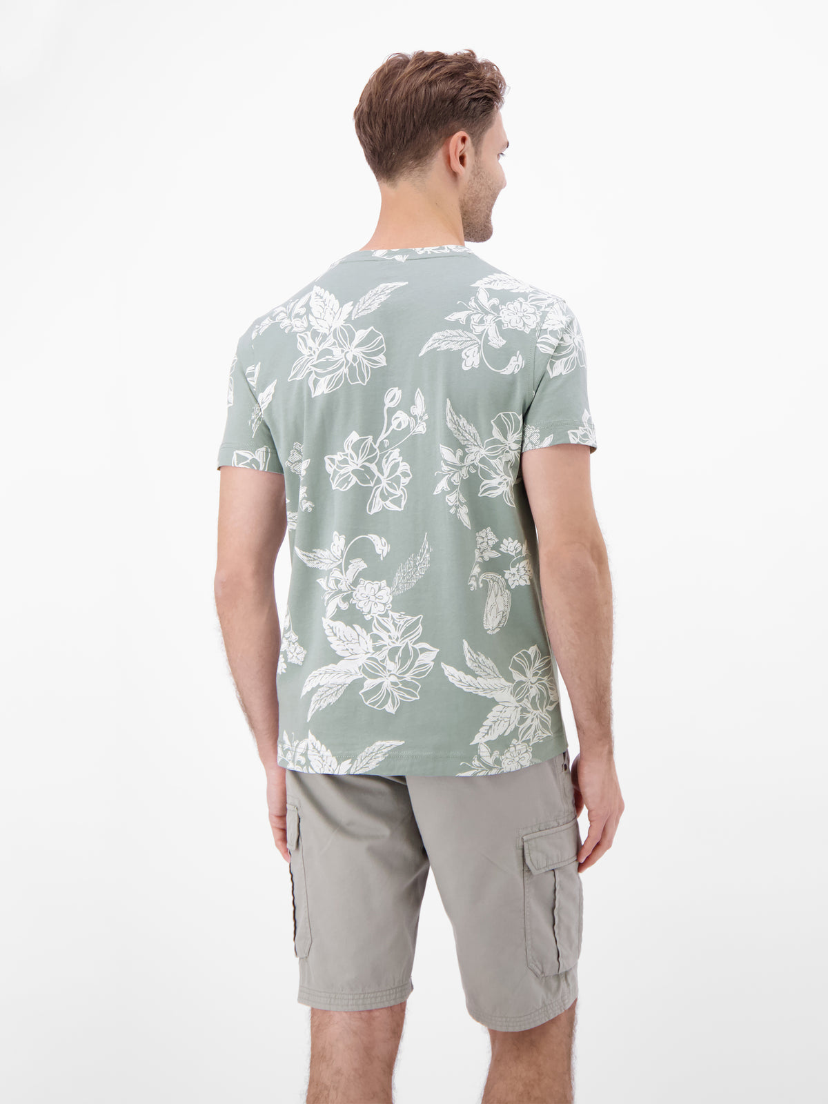 T-Shirt mit O-Neck und floralem All-over-Print - T-Shirt Rundhals