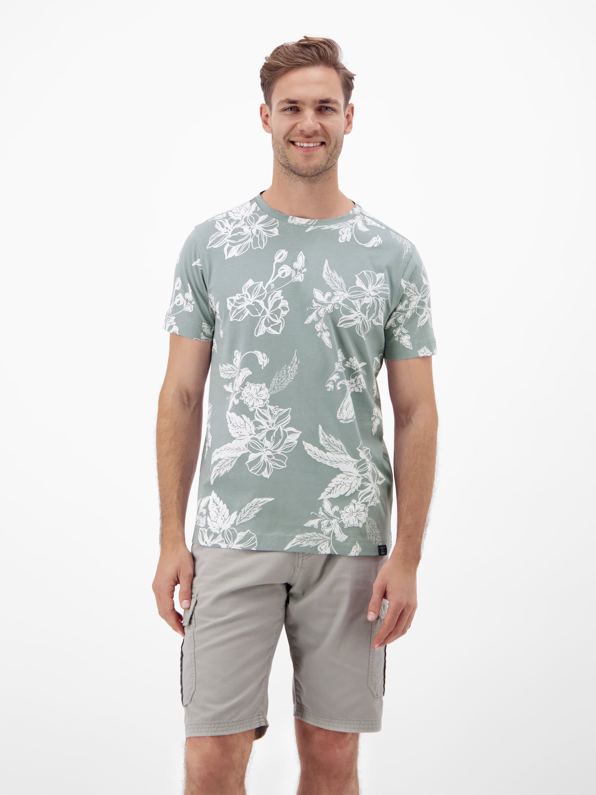 T-Shirt mit O-Neck und floralem All-over-Print - T-Shirt Rundhals
