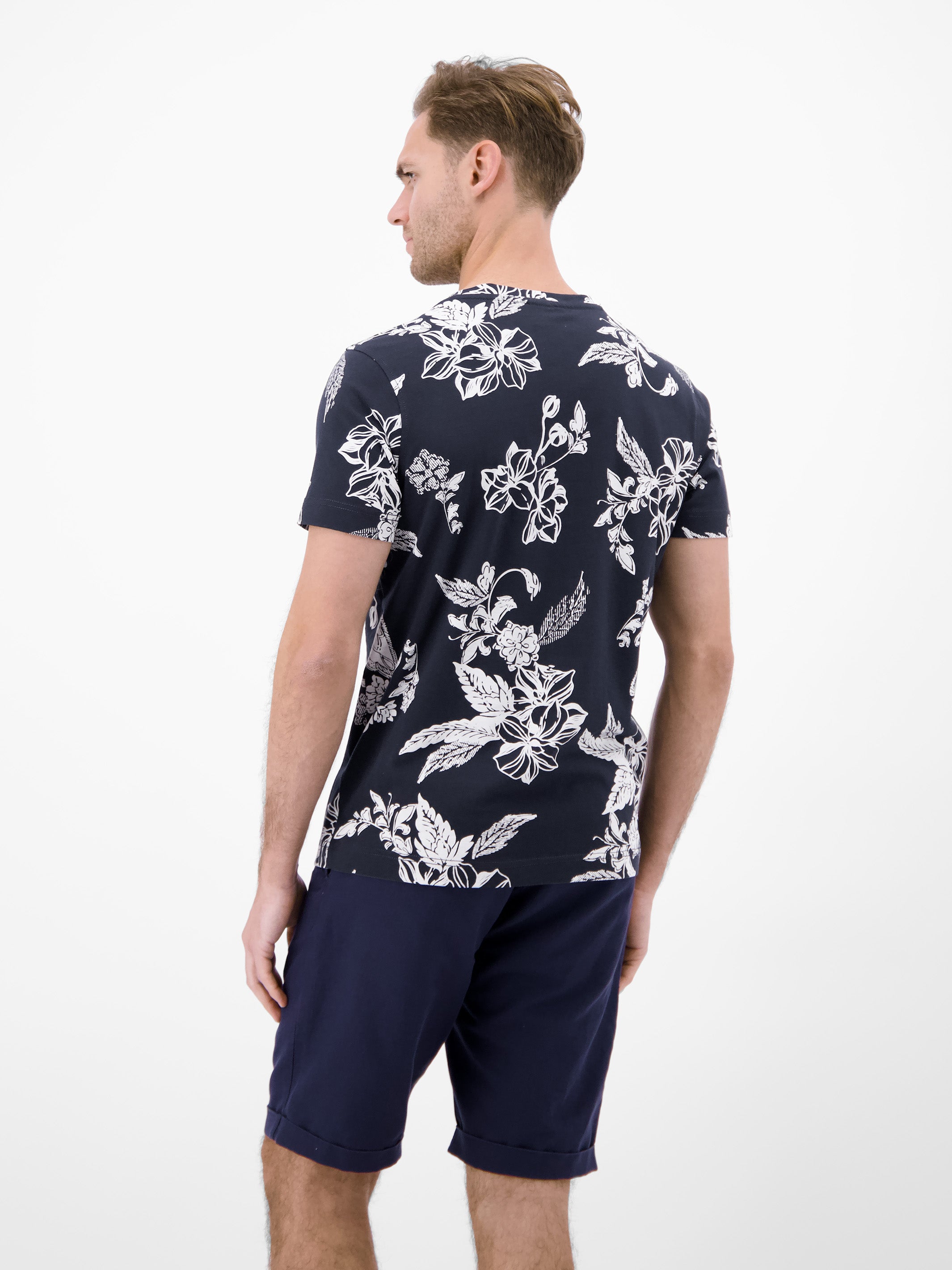 T-Shirt mit O-Neck und floralem All-over-Print - T-Shirt Rundhals