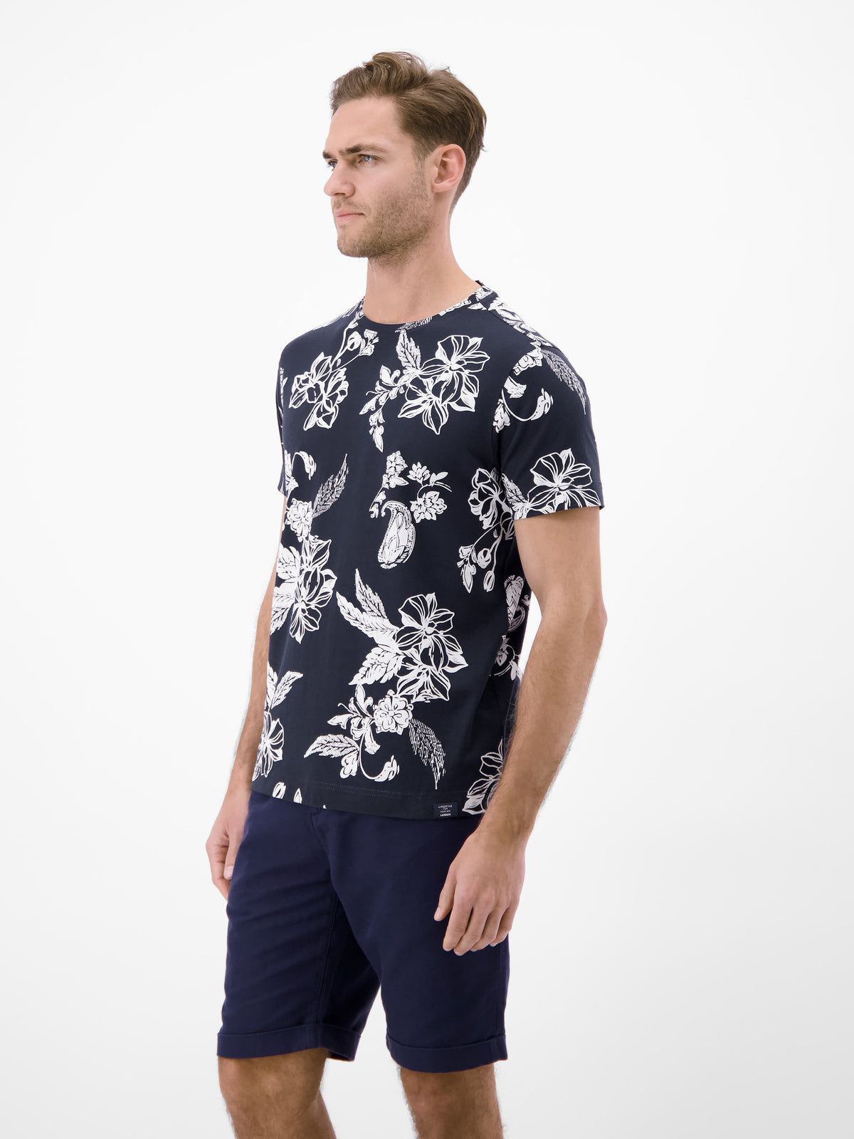 T-Shirt mit O-Neck und floralem All-over-Print - T-Shirt Rundhals