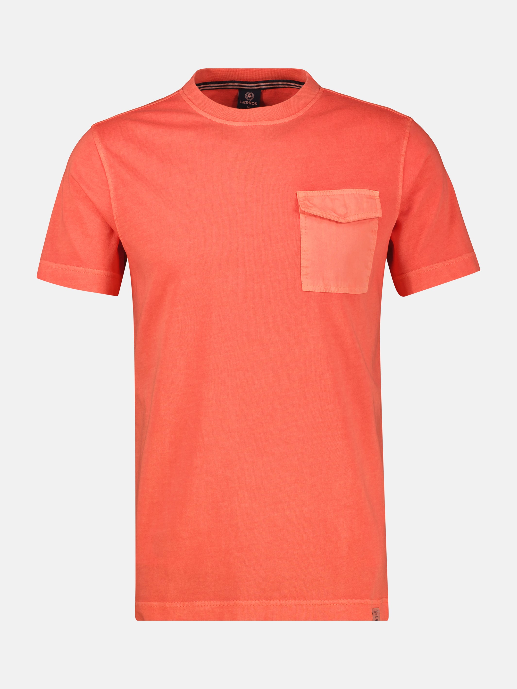 T-Shirt mit O-Neck und Brusttasche - T-Shirt Rundhals