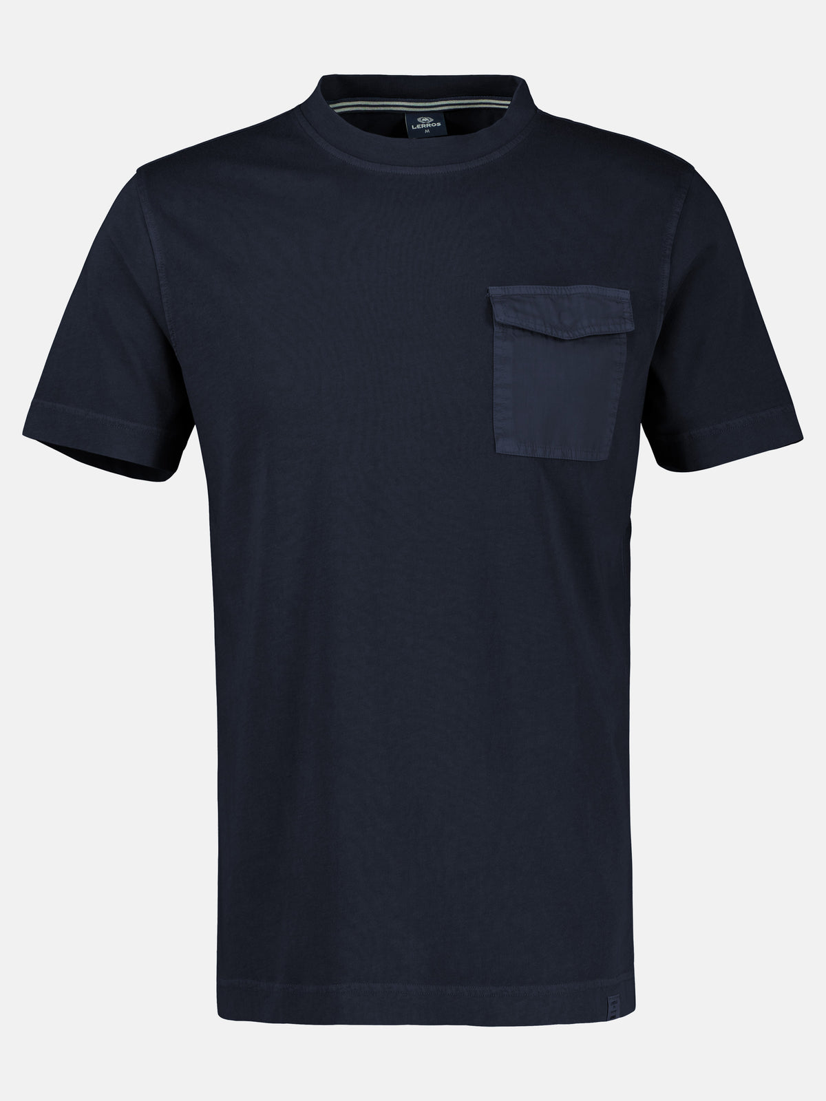 T-Shirt mit O-Neck und Brusttasche - T-Shirt Rundhals