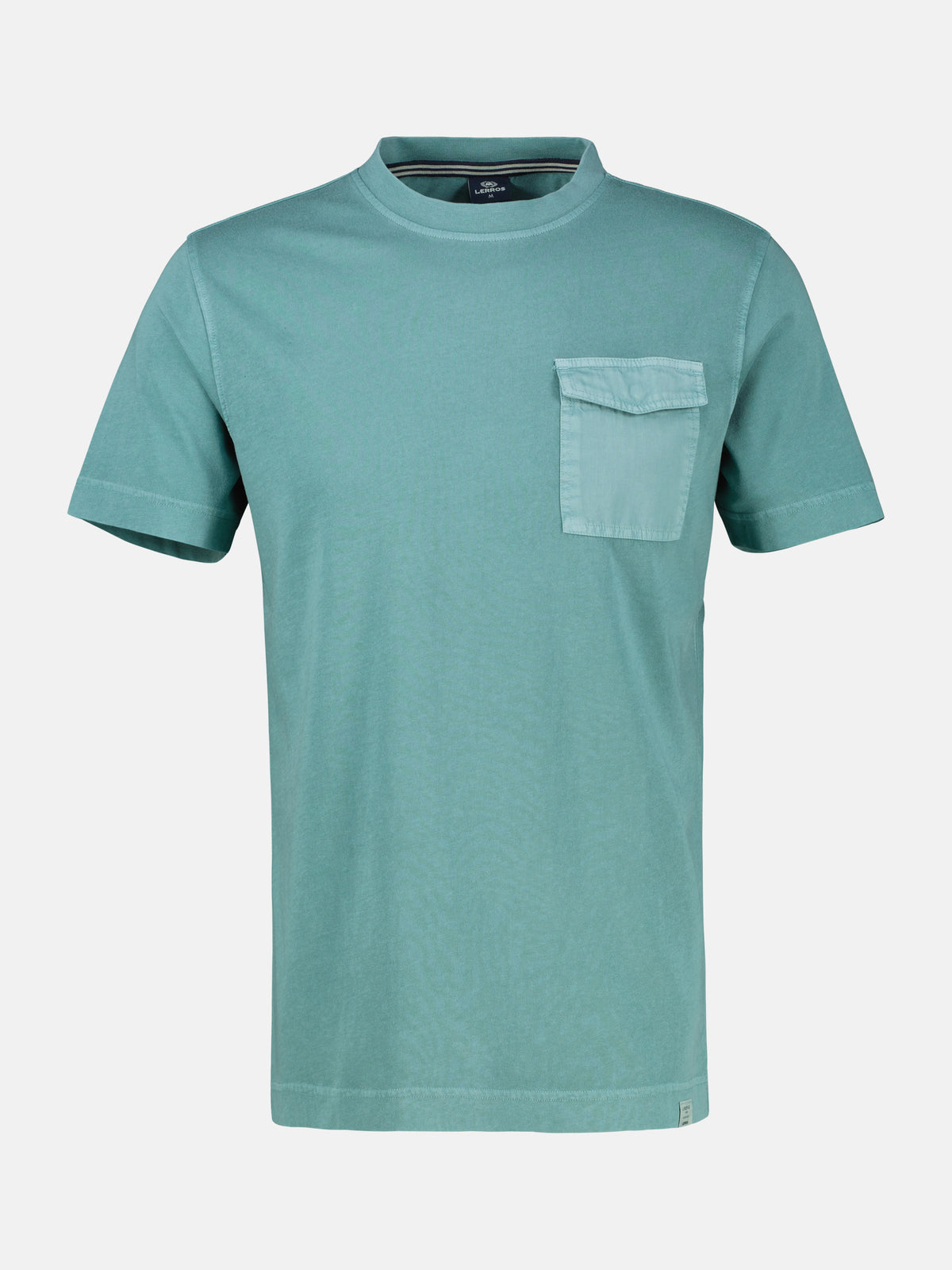 T-Shirt mit O-Neck und Brusttasche - T-Shirt Rundhals