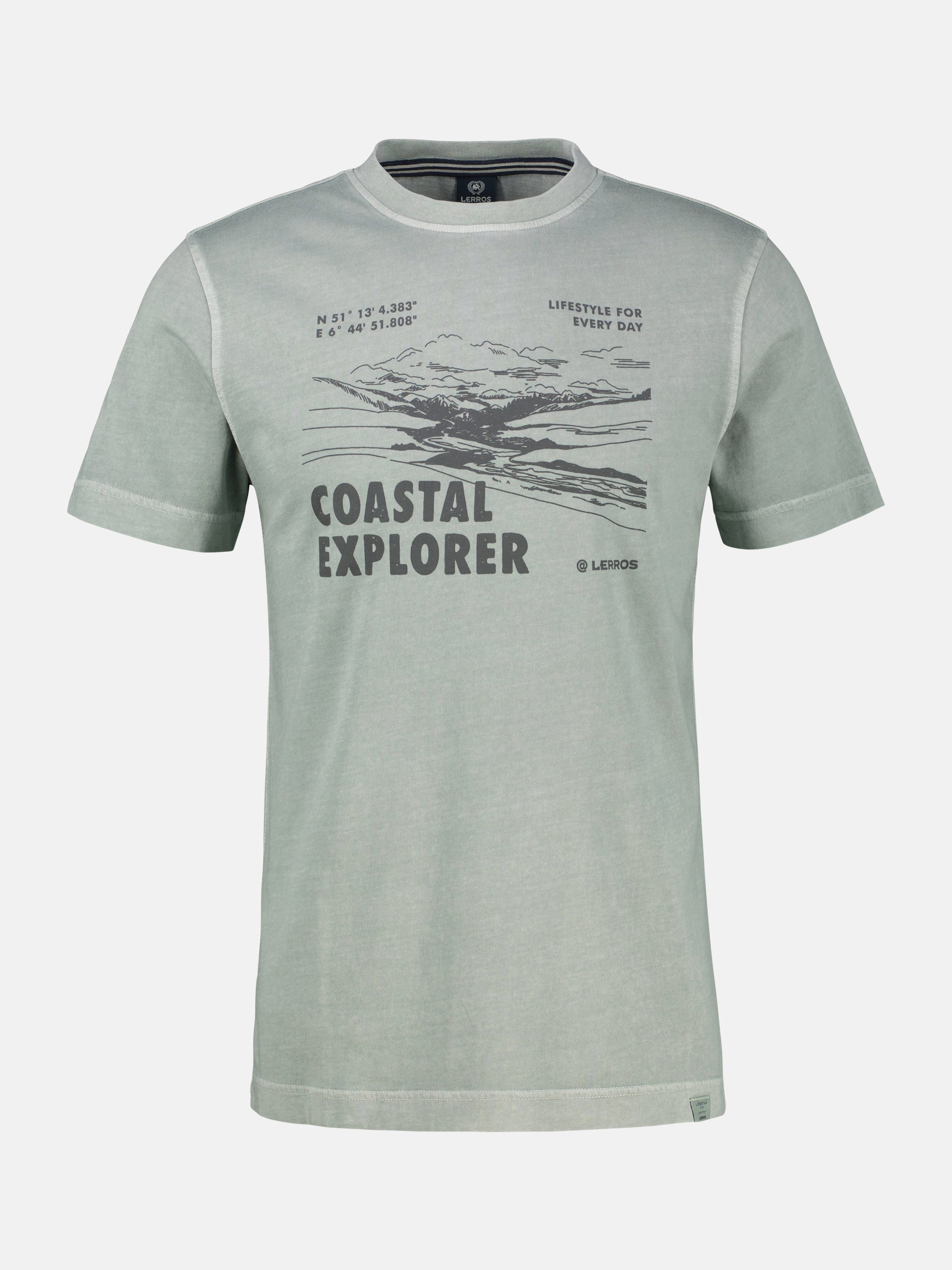 T-Shirt mit O-Neck und Frontprint - T-Shirt Rundhals