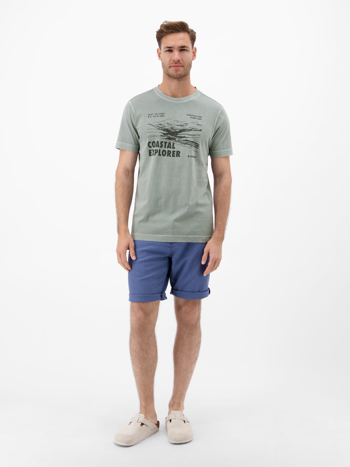 T-Shirt mit O-Neck und Frontprint - T-Shirt Rundhals