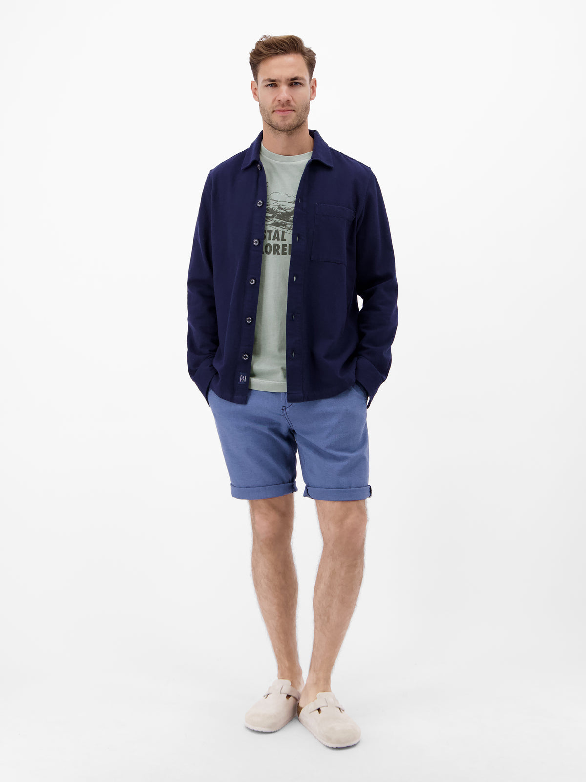 T-Shirt mit O-Neck und Frontprint - T-Shirt Rundhals