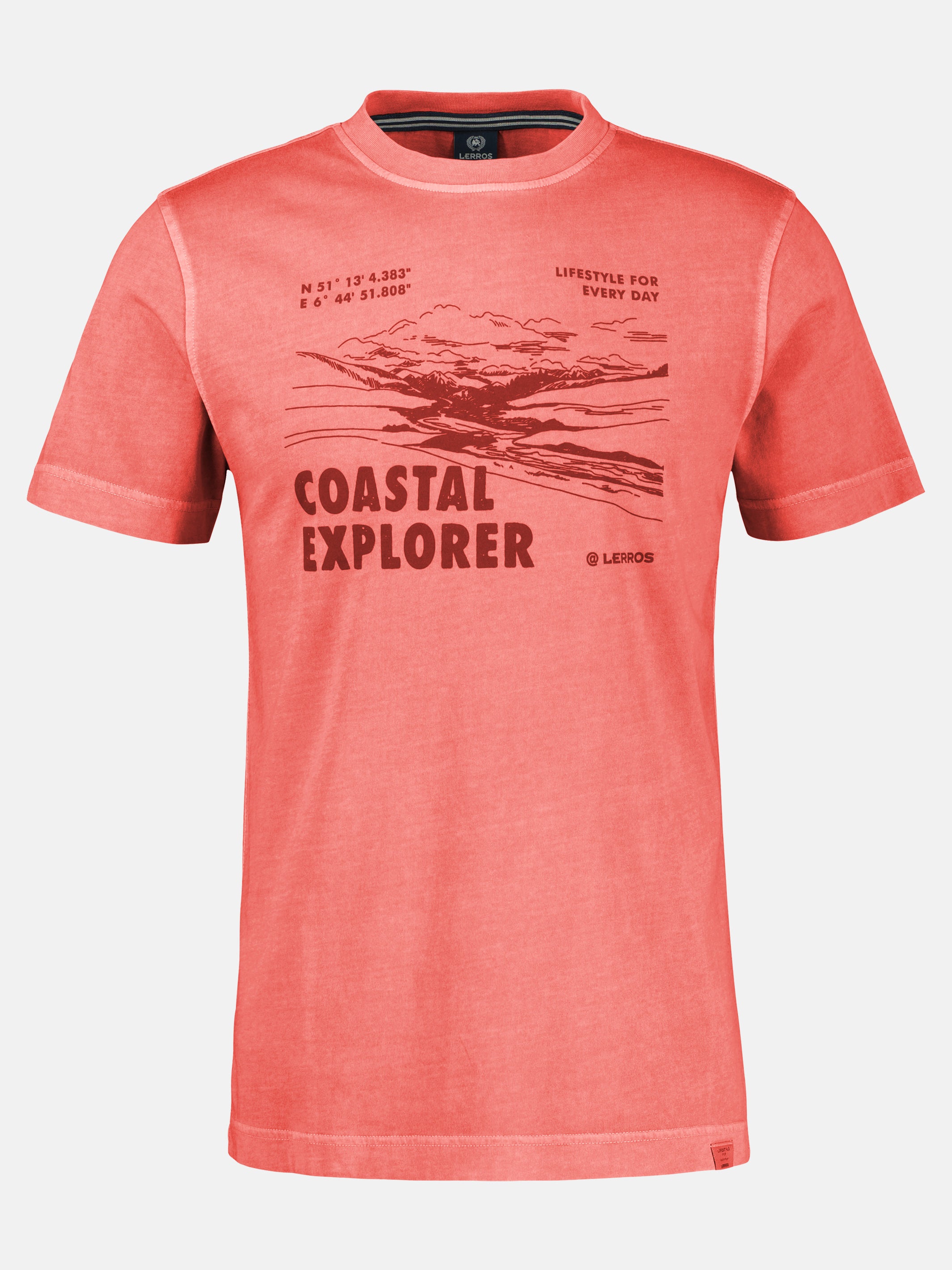 T-Shirt mit O-Neck und Frontprint - T-Shirt Rundhals