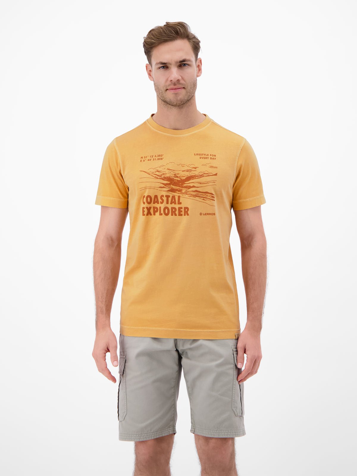 T-Shirt mit O-Neck und Frontprint - T-Shirt Rundhals