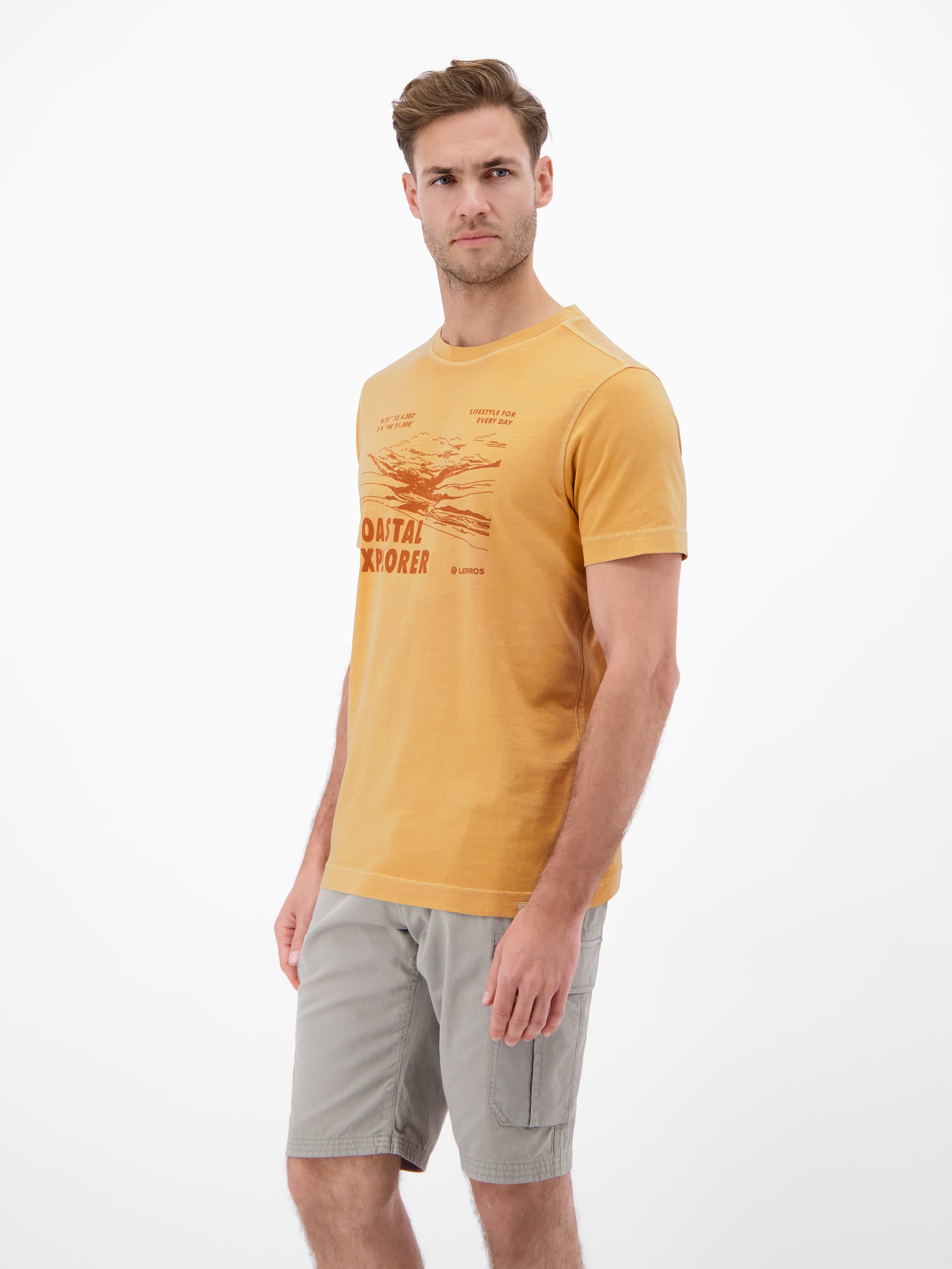 T-Shirt mit O-Neck und Frontprint - T-Shirt Rundhals