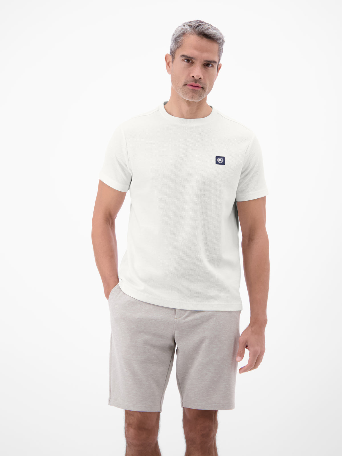 T-Shirt mit Waffelstruktur aus 100 % Baumwolle - T-Shirt Rundhals