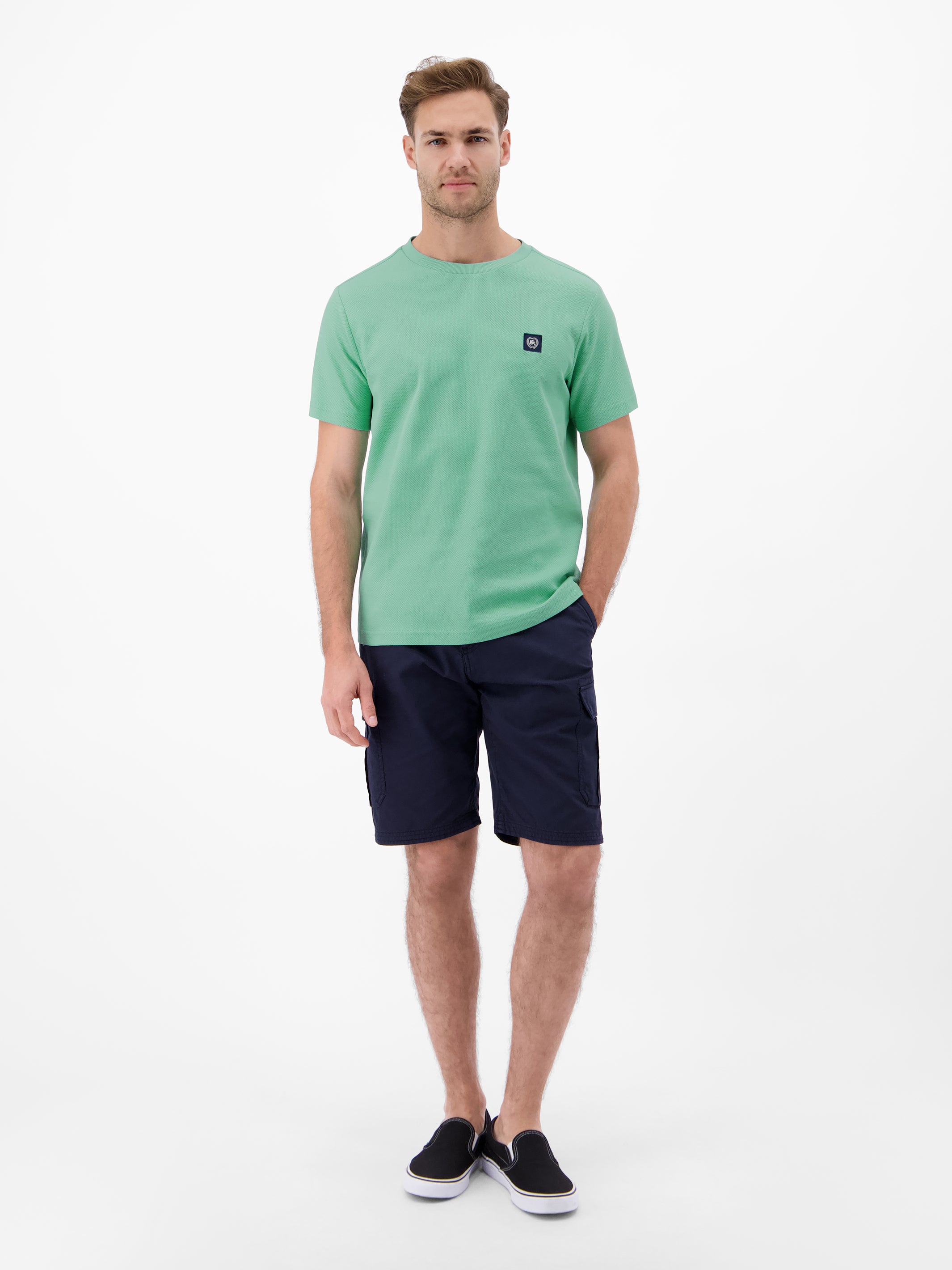 T-Shirt mit Waffelstruktur aus 100 % Baumwolle - T-Shirt Rundhals