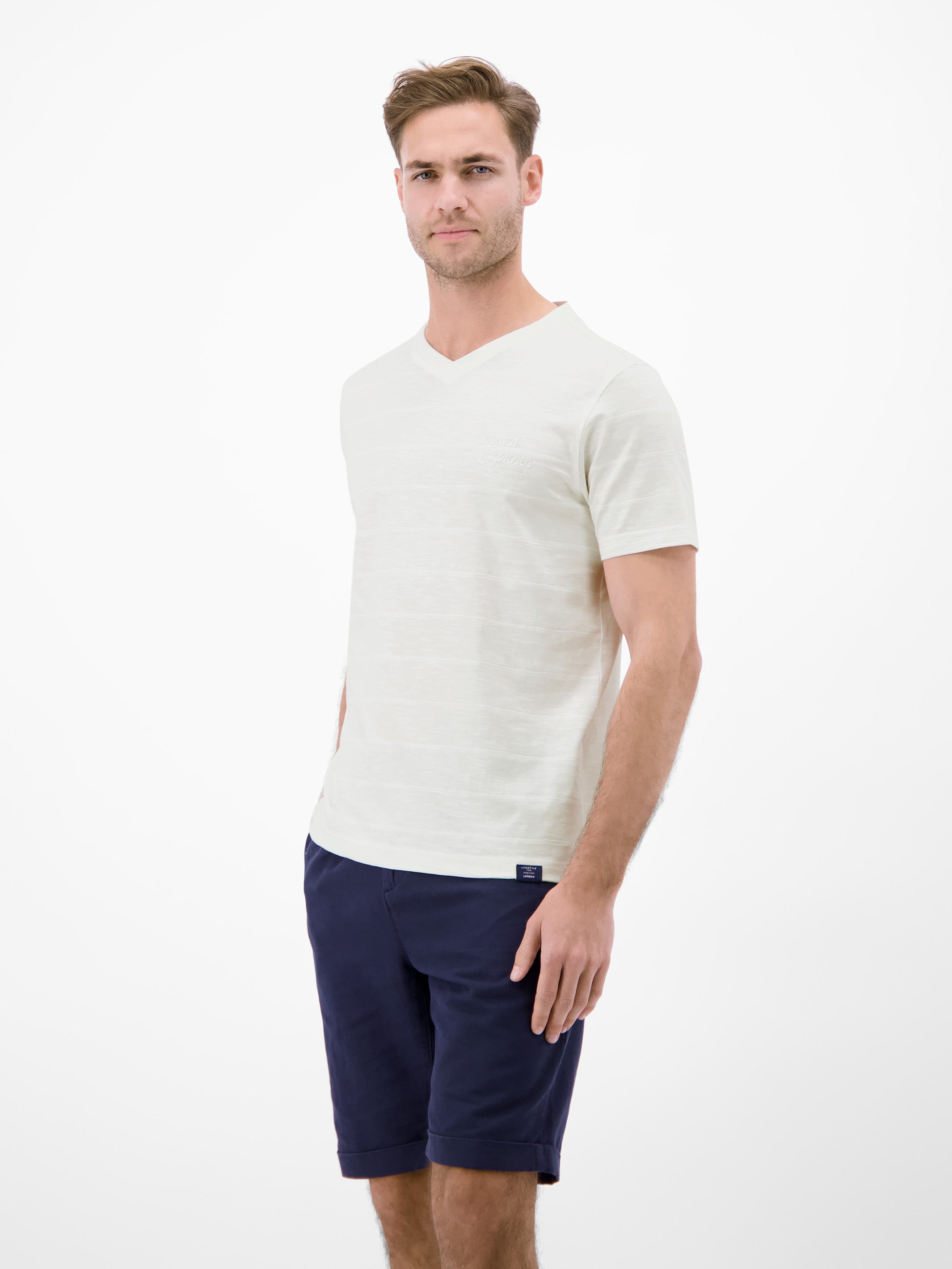 T-Shirt mit V-Neck in Strickqualität - T-Shirt V-Neck