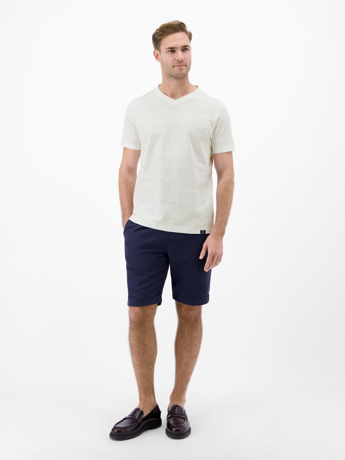 T-Shirt mit V-Neck in Strickqualität - T-Shirt V-Neck