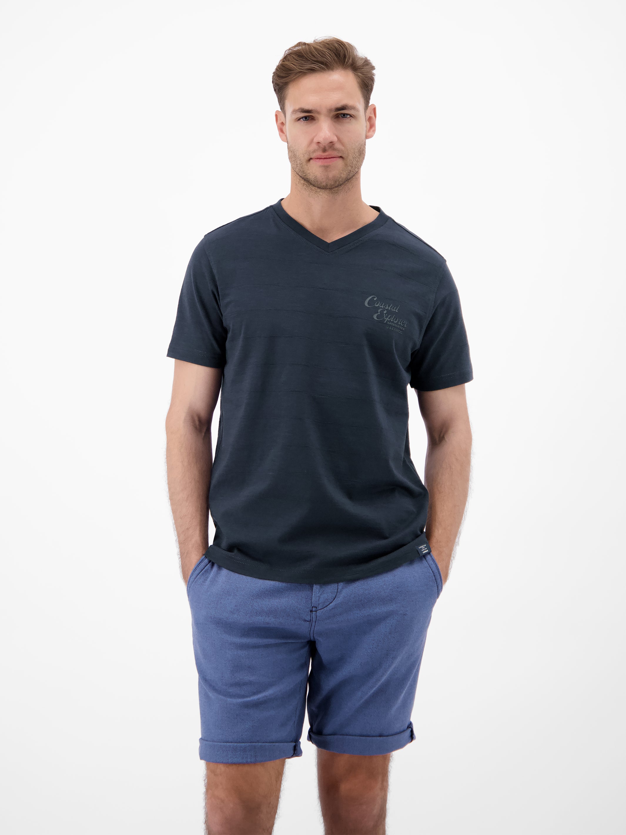 T-Shirt mit V-Neck in Strickqualität - T-Shirt V-Neck