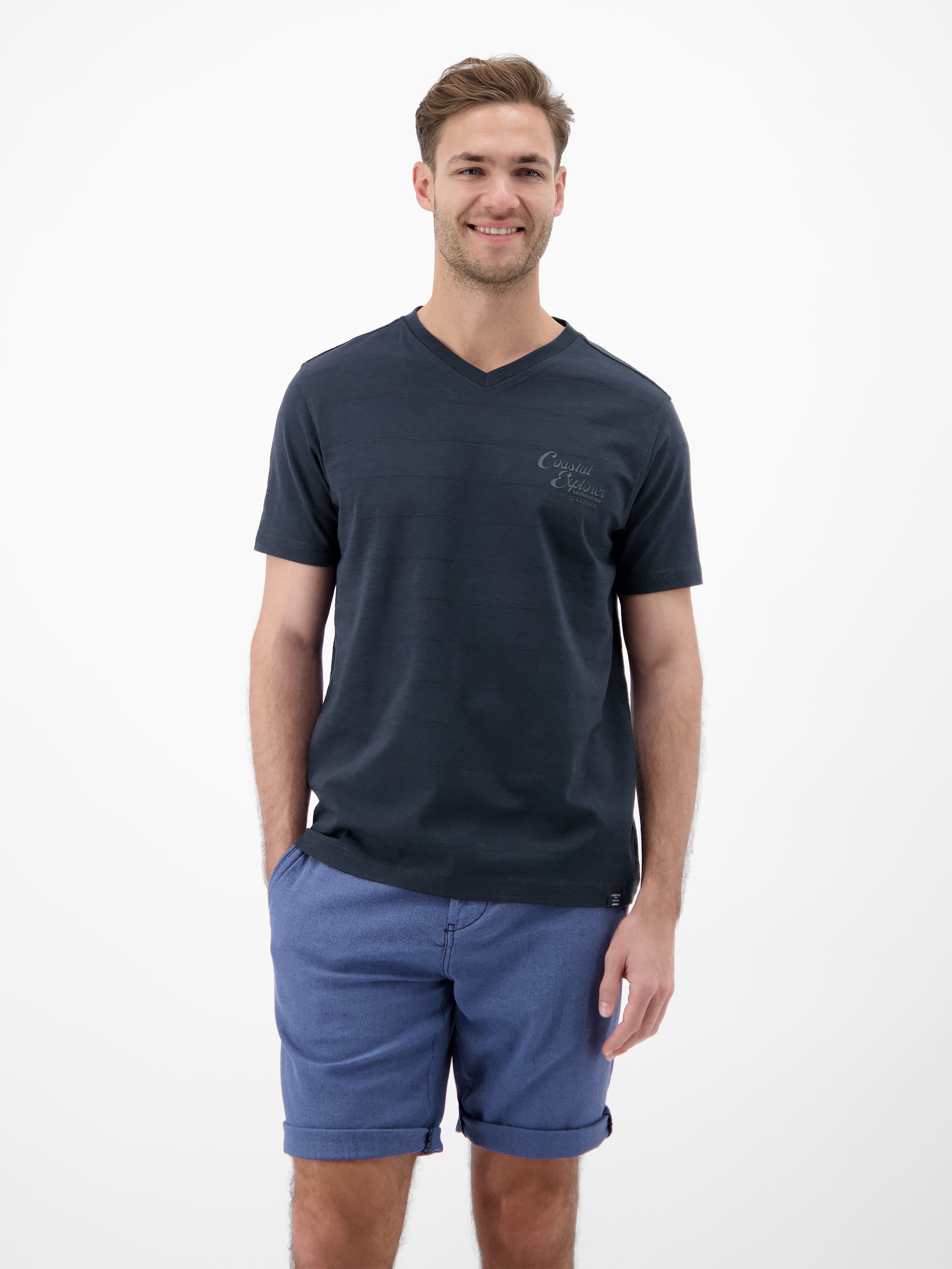 T-Shirt mit V-Neck in Strickqualität - T-Shirt V-Neck