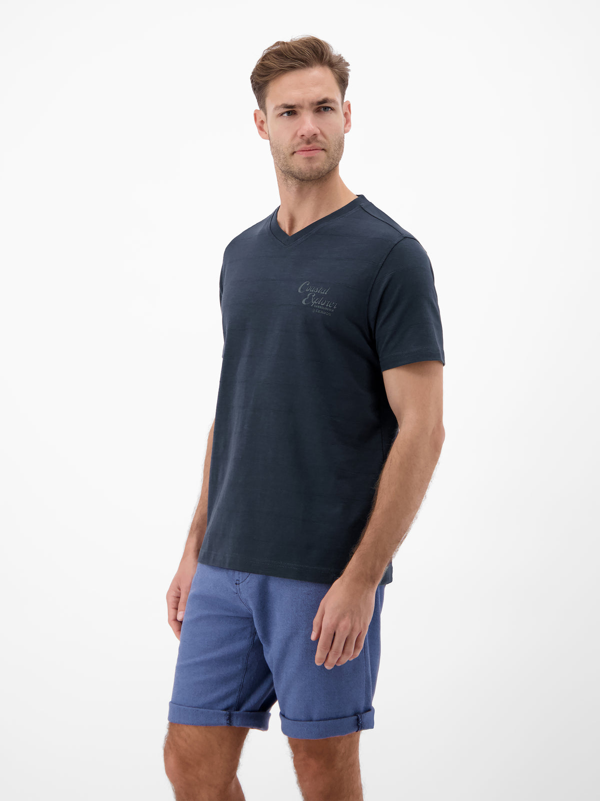 T-Shirt mit V-Neck in Strickqualität - T-Shirt V-Neck