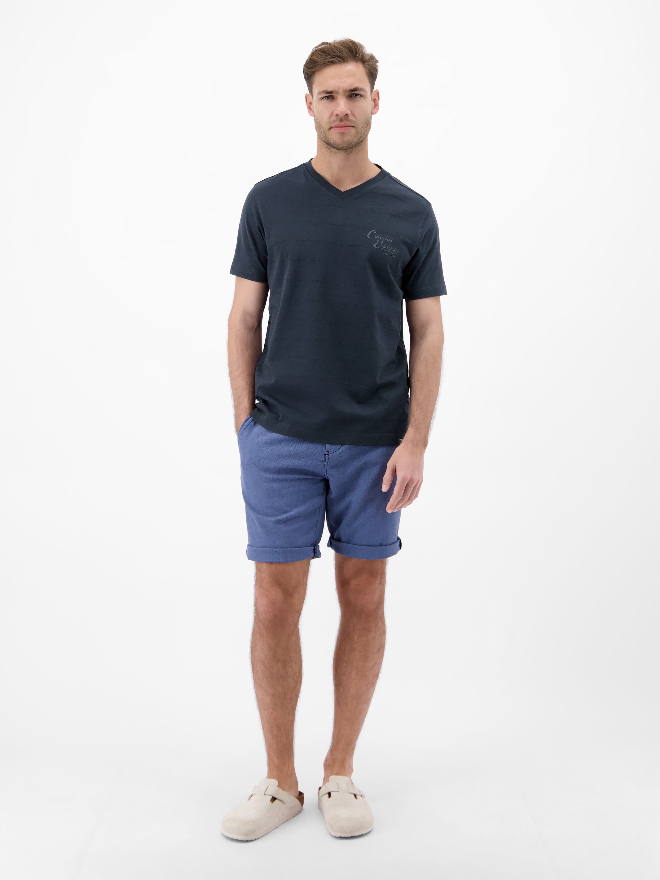 T-Shirt mit V-Neck in Strickqualität - T-Shirt V-Neck