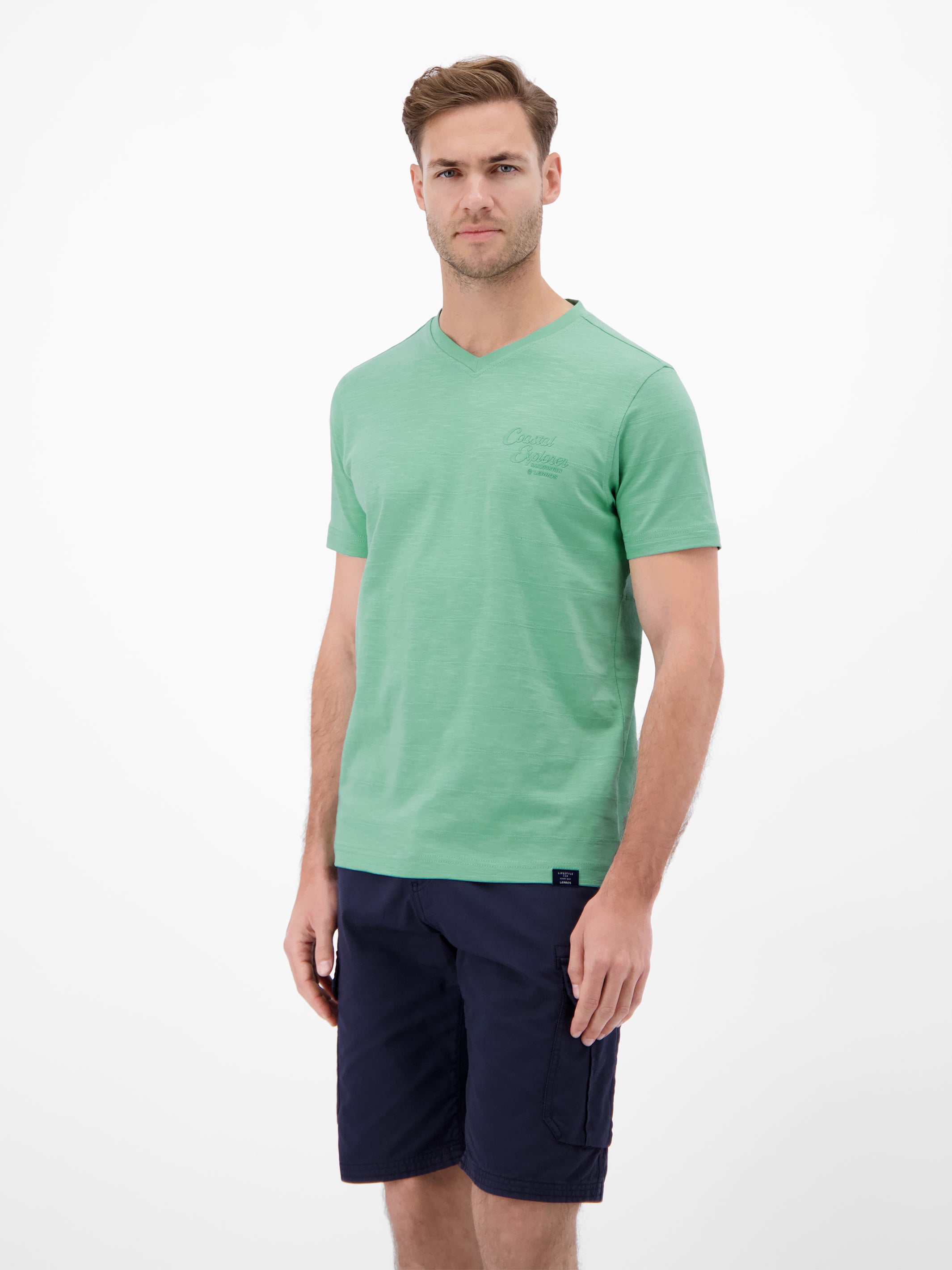T-Shirt mit V-Neck in Strickqualität - T-Shirt V-Neck