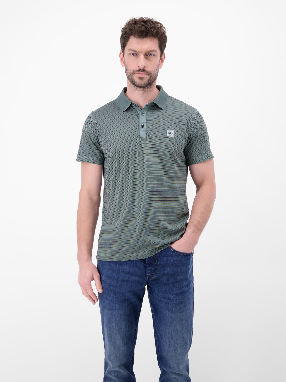 Poloshirt mit Fineliner-Optik, 100 % Baumwolle - Polo Shirt Kurzarm