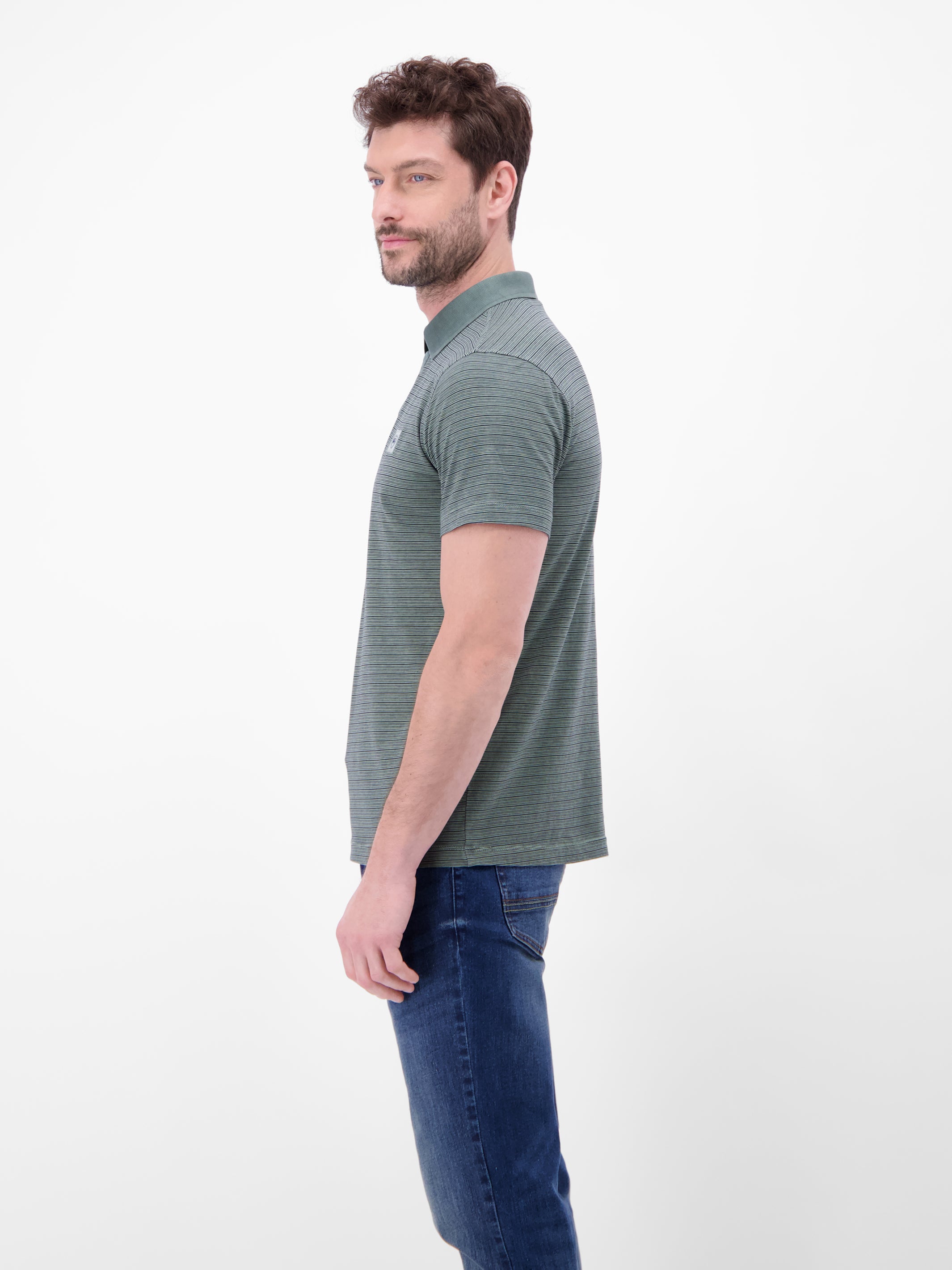 Poloshirt mit Fineliner-Optik, 100 % Baumwolle - Polo Shirt Kurzarm