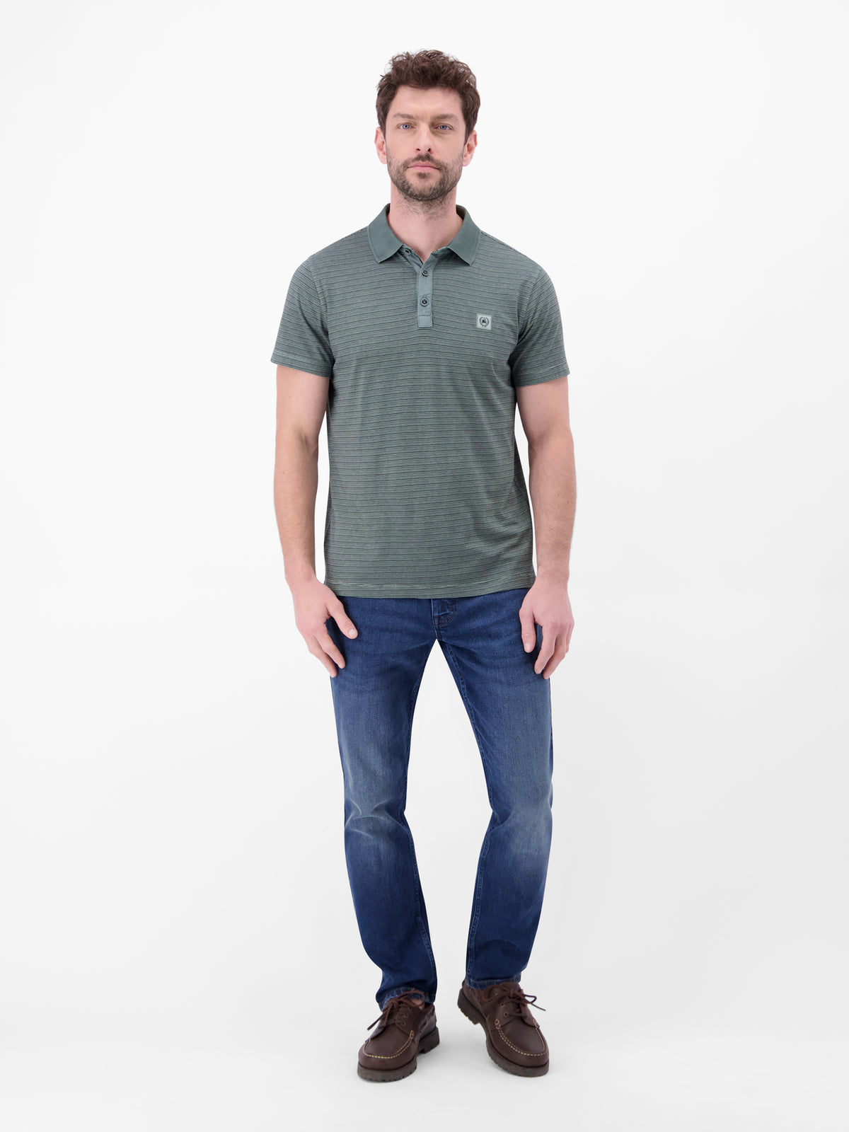 Poloshirt mit Fineliner-Optik, 100 % Baumwolle - Polo Shirt Kurzarm