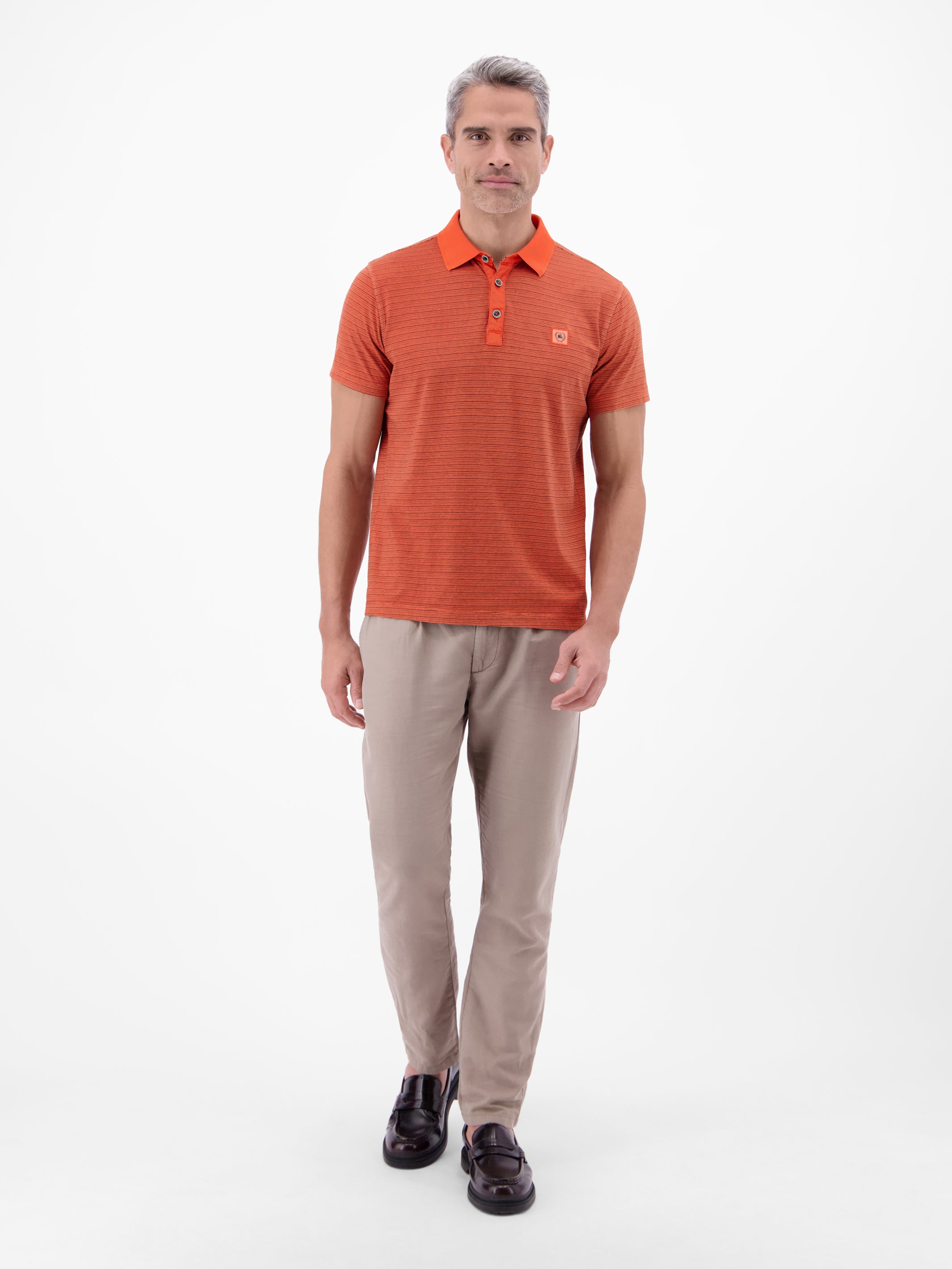 Poloshirt mit Fineliner-Optik, 100 % Baumwolle - Polo Shirt Kurzarm