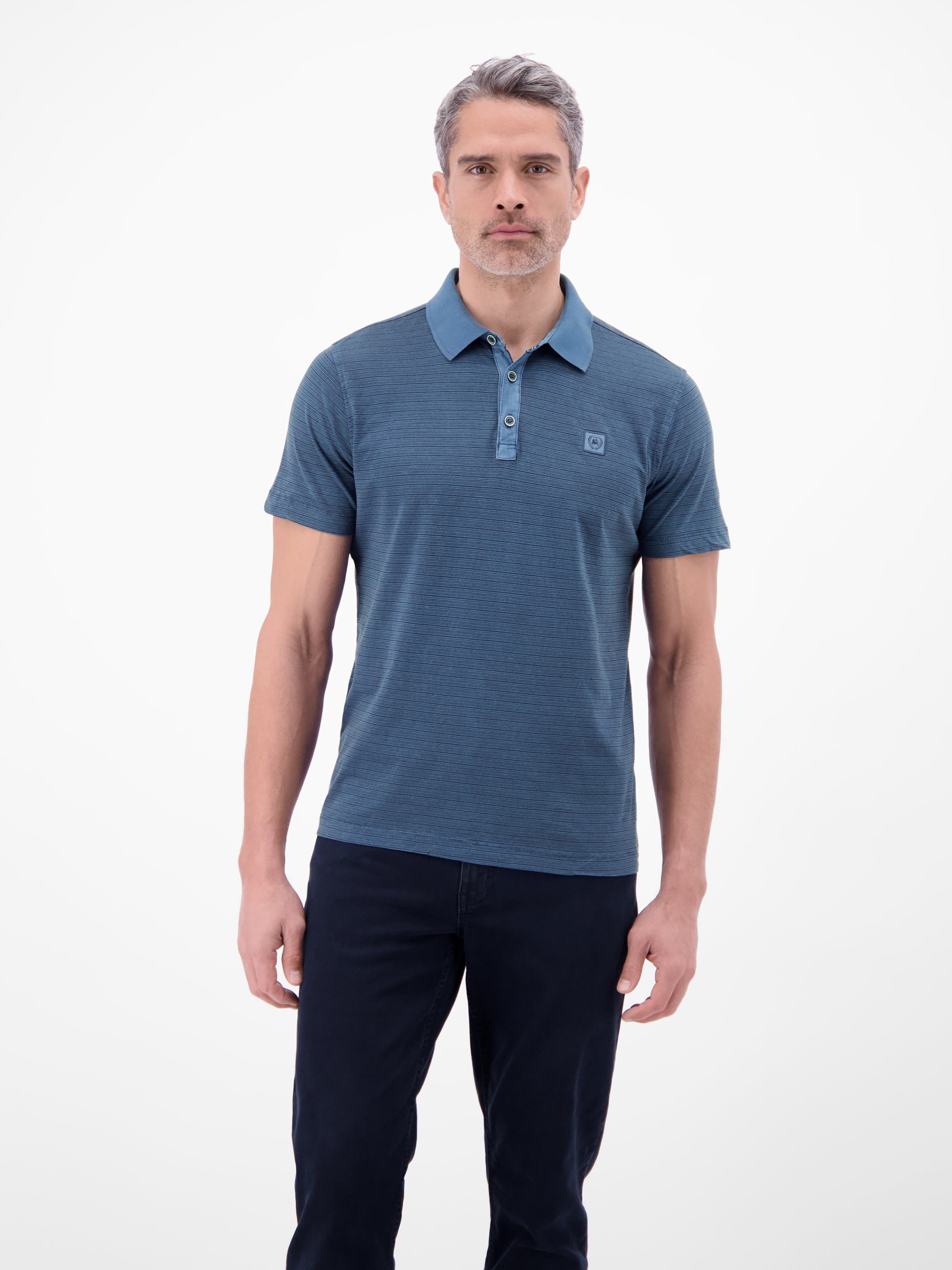 Poloshirt mit Fineliner-Optik, 100 % Baumwolle - Polo Shirt Kurzarm