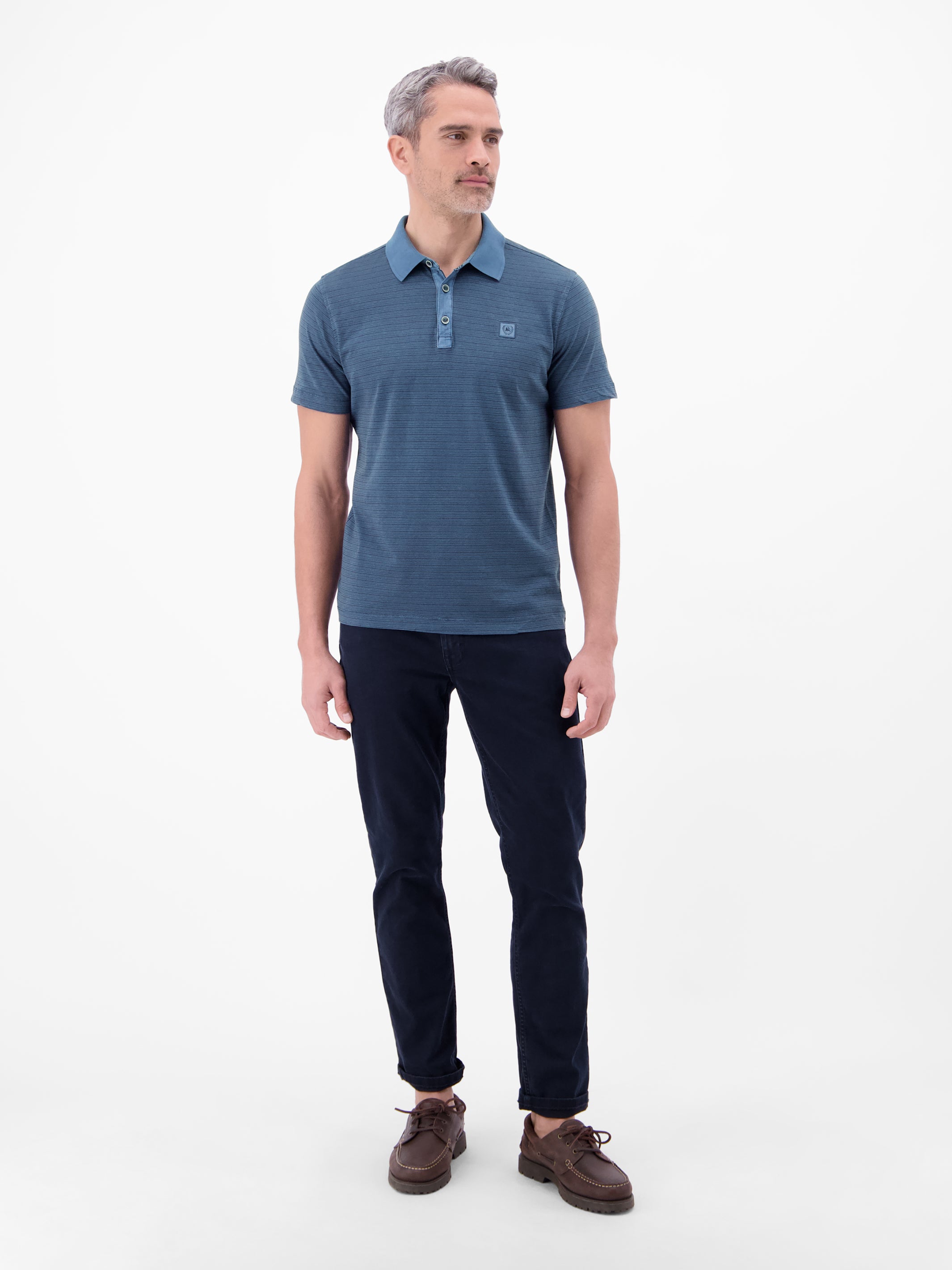 Poloshirt mit Fineliner-Optik, 100 % Baumwolle - Polo Shirt Kurzarm