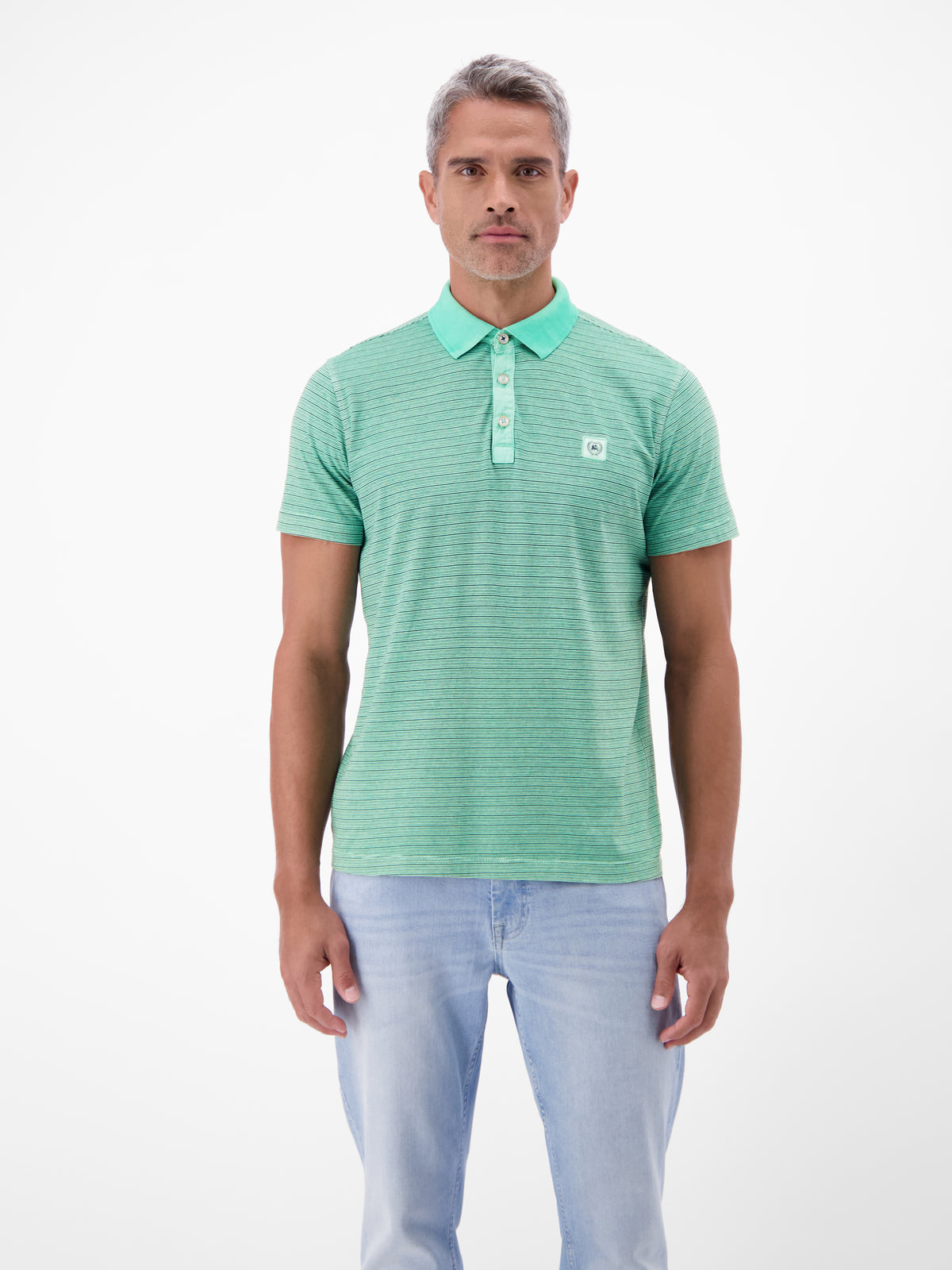 Poloshirt mit Fineliner-Optik, 100 % Baumwolle - Polo Shirt Kurzarm