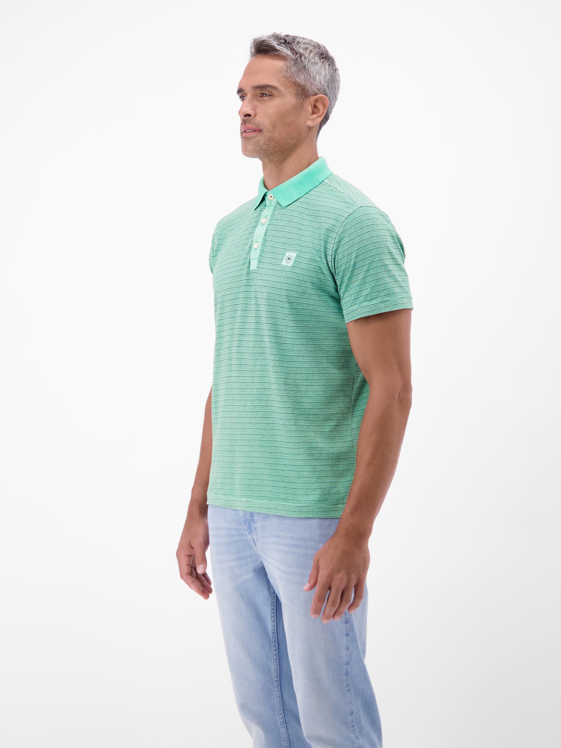 Poloshirt mit Fineliner-Optik, 100 % Baumwolle - Polo Shirt Kurzarm