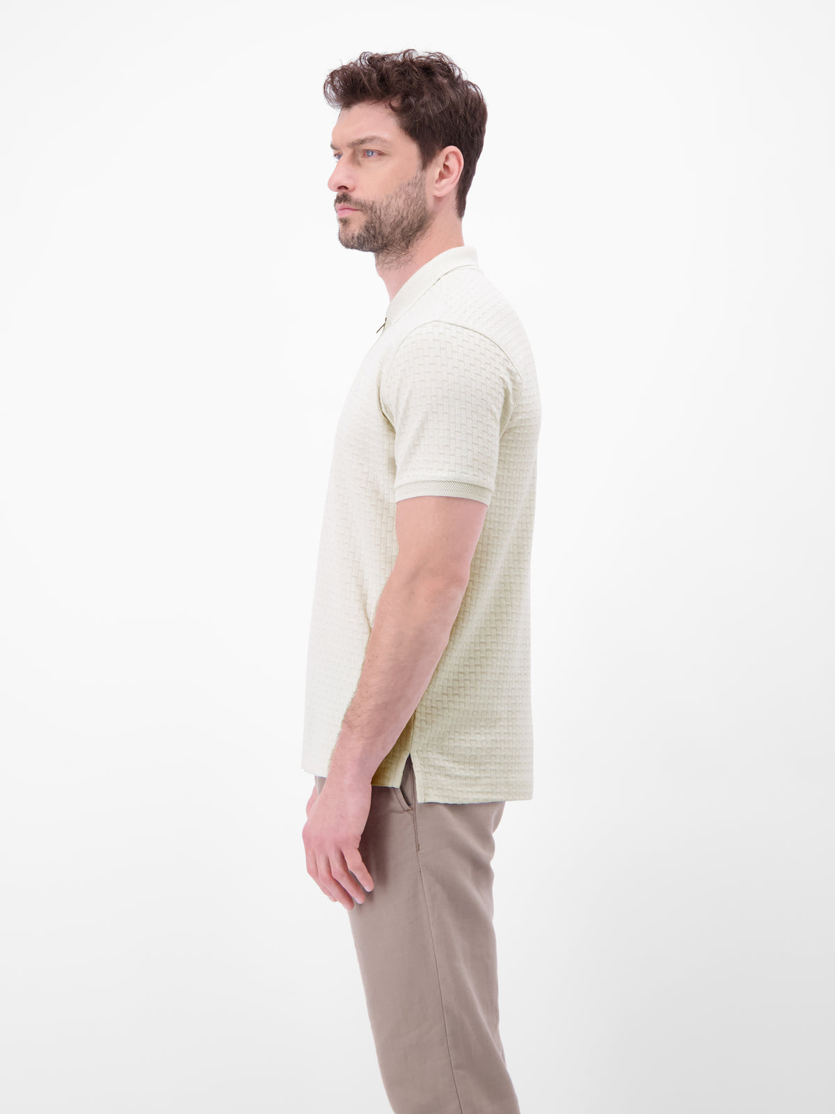 Poloshirt mit Reißverschlusskragen in Strukturqualität - Polo Shirt Kurzarm