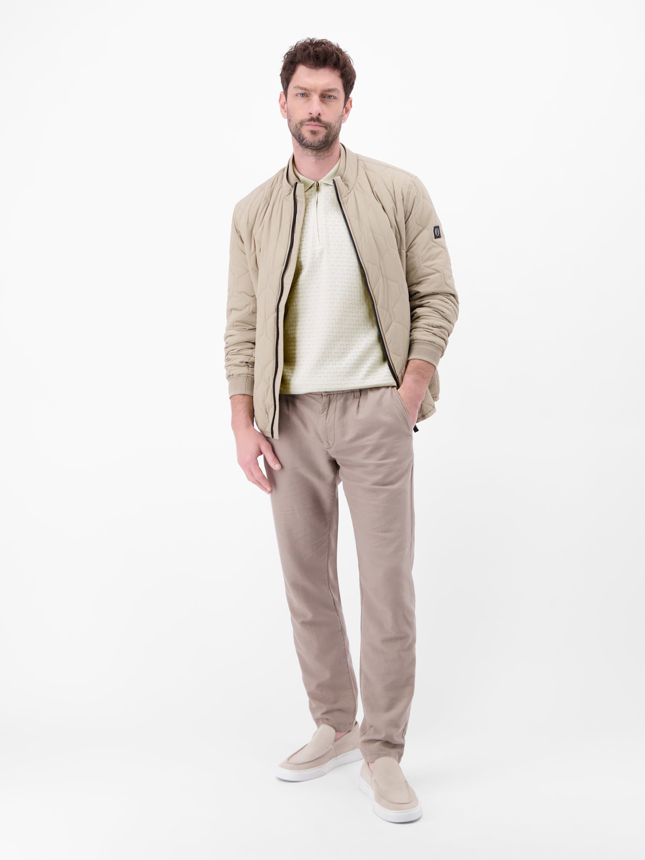 Poloshirt mit Reißverschlusskragen in Strukturqualität - Polo Shirt Kurzarm