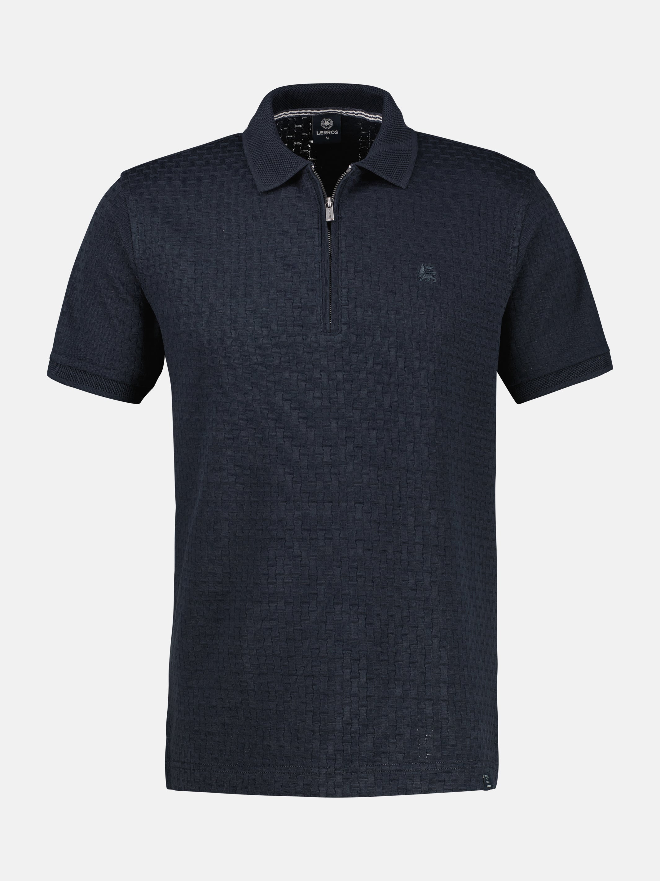 Poloshirt mit Reißverschlusskragen in Strukturqualität - Polo Shirt Kurzarm