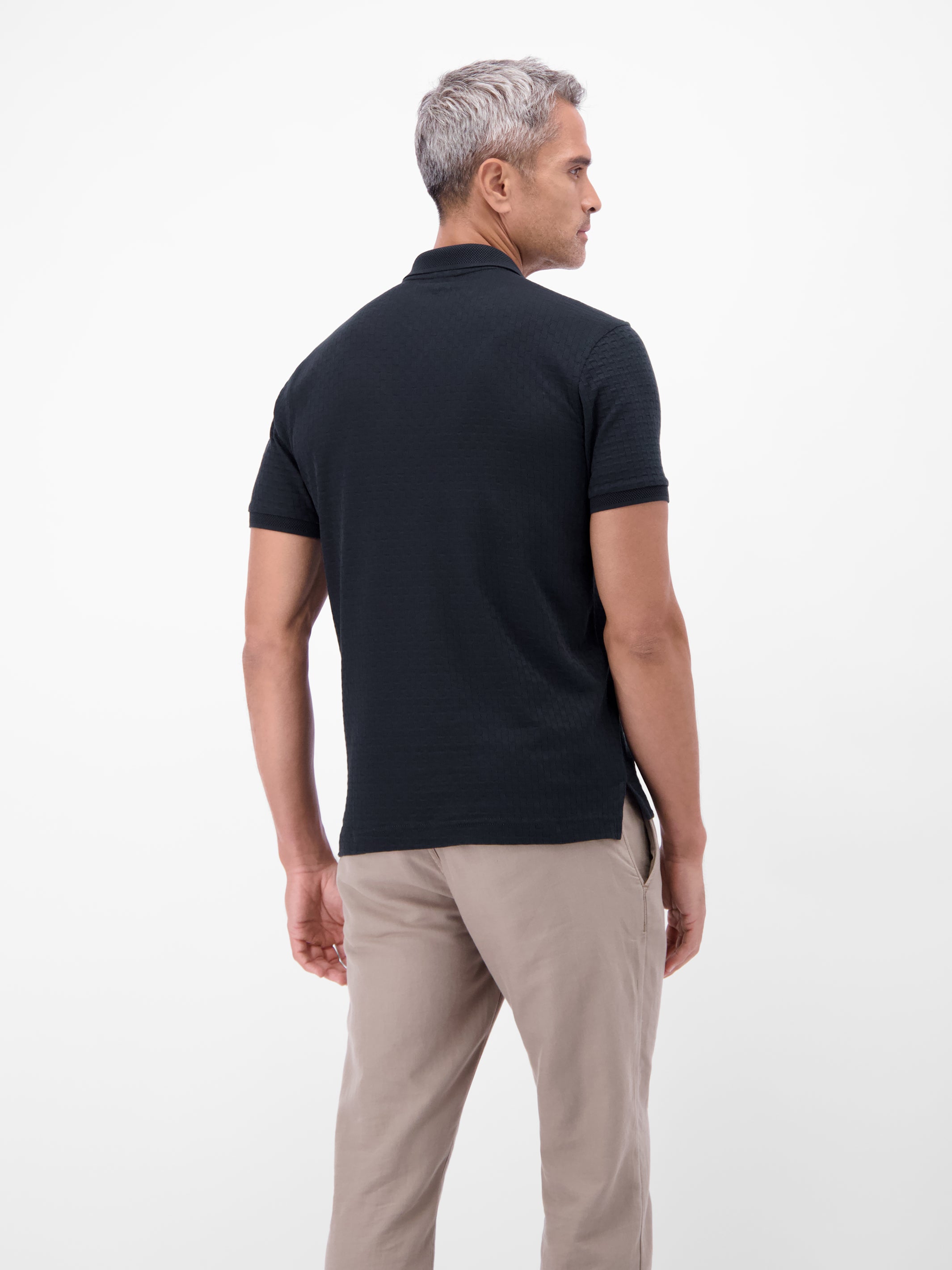 Poloshirt mit Reißverschlusskragen in Strukturqualität - Polo Shirt Kurzarm